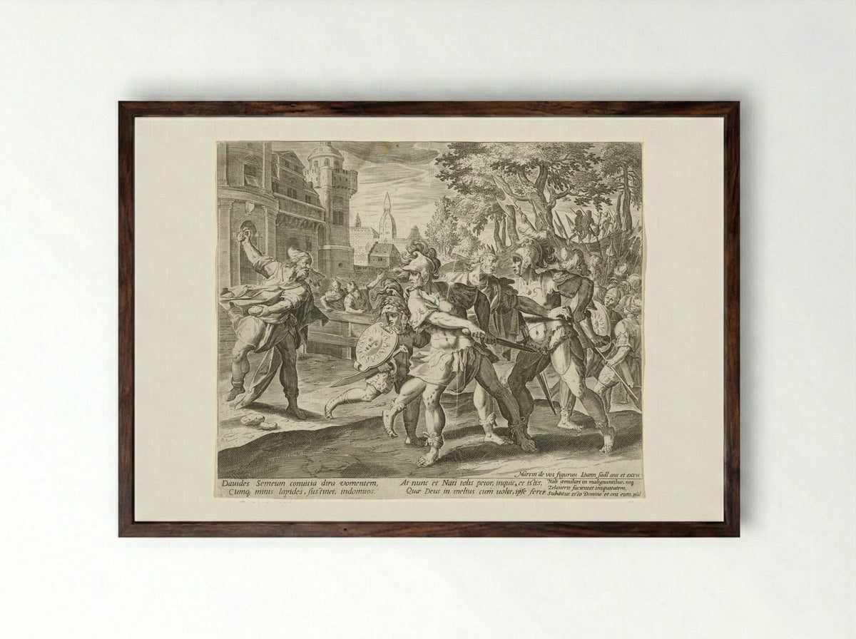 Shimei Cursing David - Aegidius Sadeler (II) - Framed Print Dark Wood