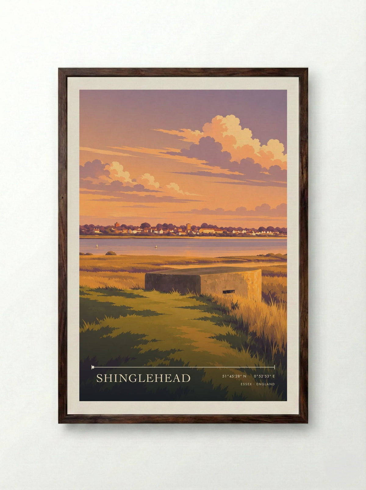 Shinglehead, Essex | Travel Poster - Framed Print Dark Wood