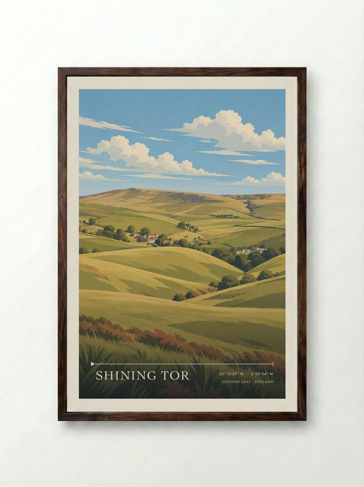 Shining Tor, Cheshire East | Travel Poster - Framed Print Dark Wood