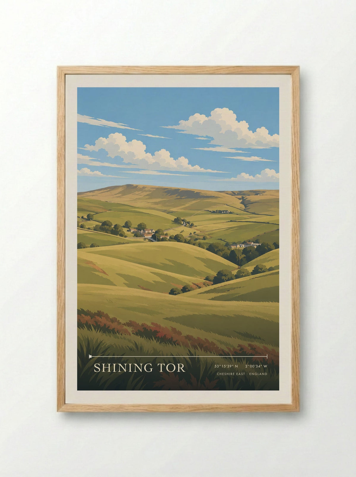 Shining Tor, Cheshire East | Travel Poster - Framed Print Wood