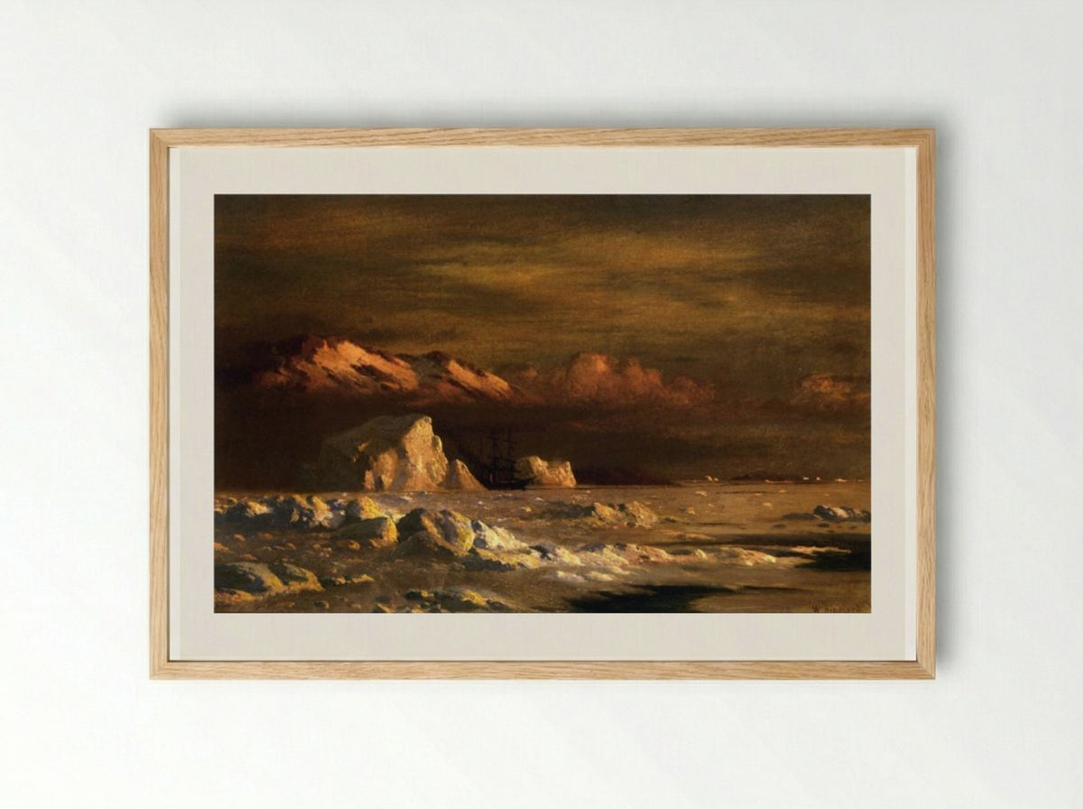 Ship and Icebergs - William Bradford - Framed Print Wood