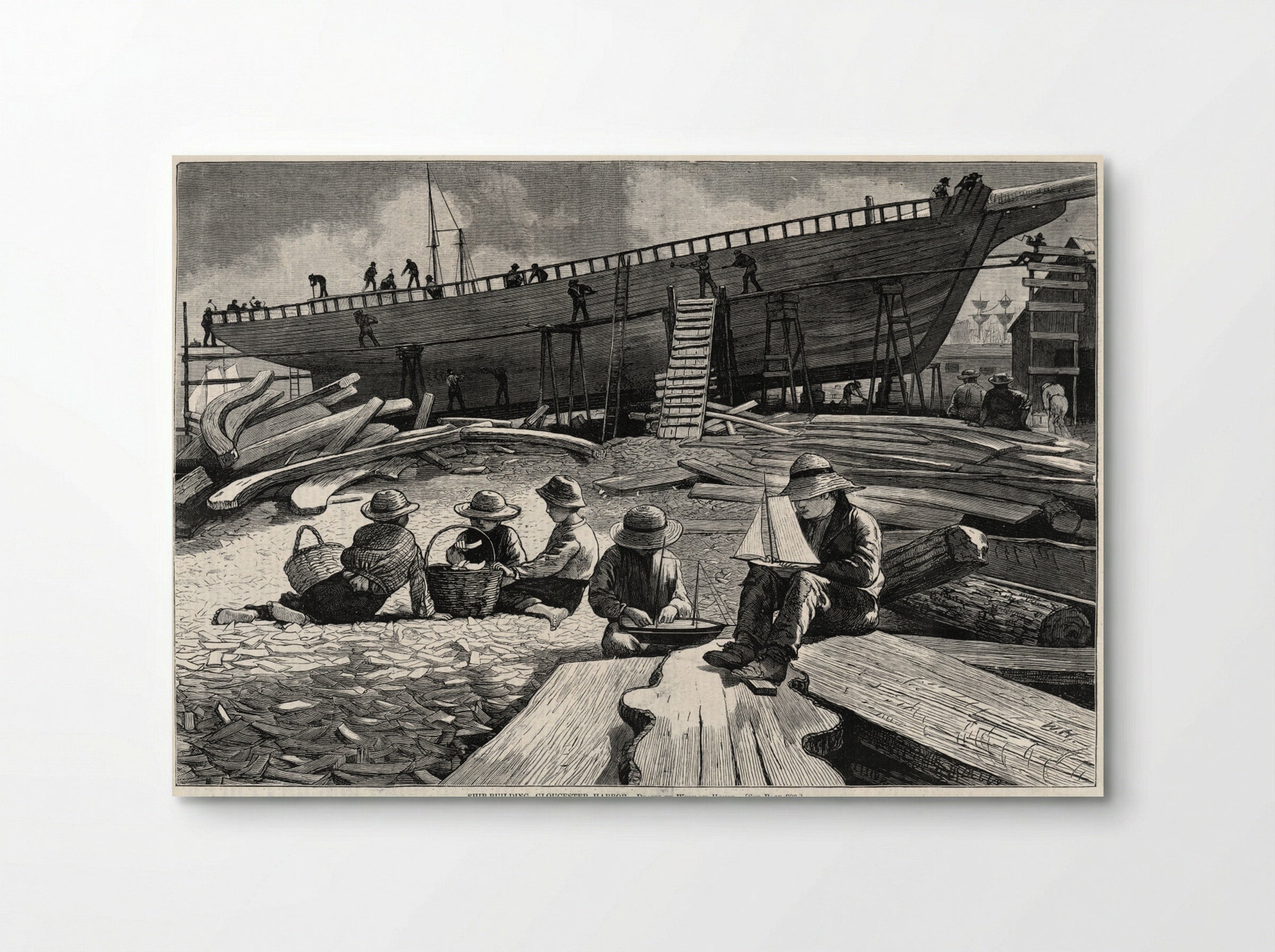 Ship-building, Gloucester Harbor - Winslow Homer - Poster