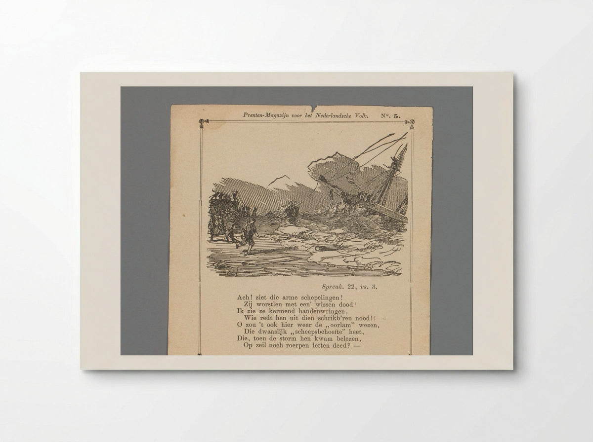 Ship in a Storm with Men Holding Ropes on the Shore - Isaac Weissenbruch - Poster