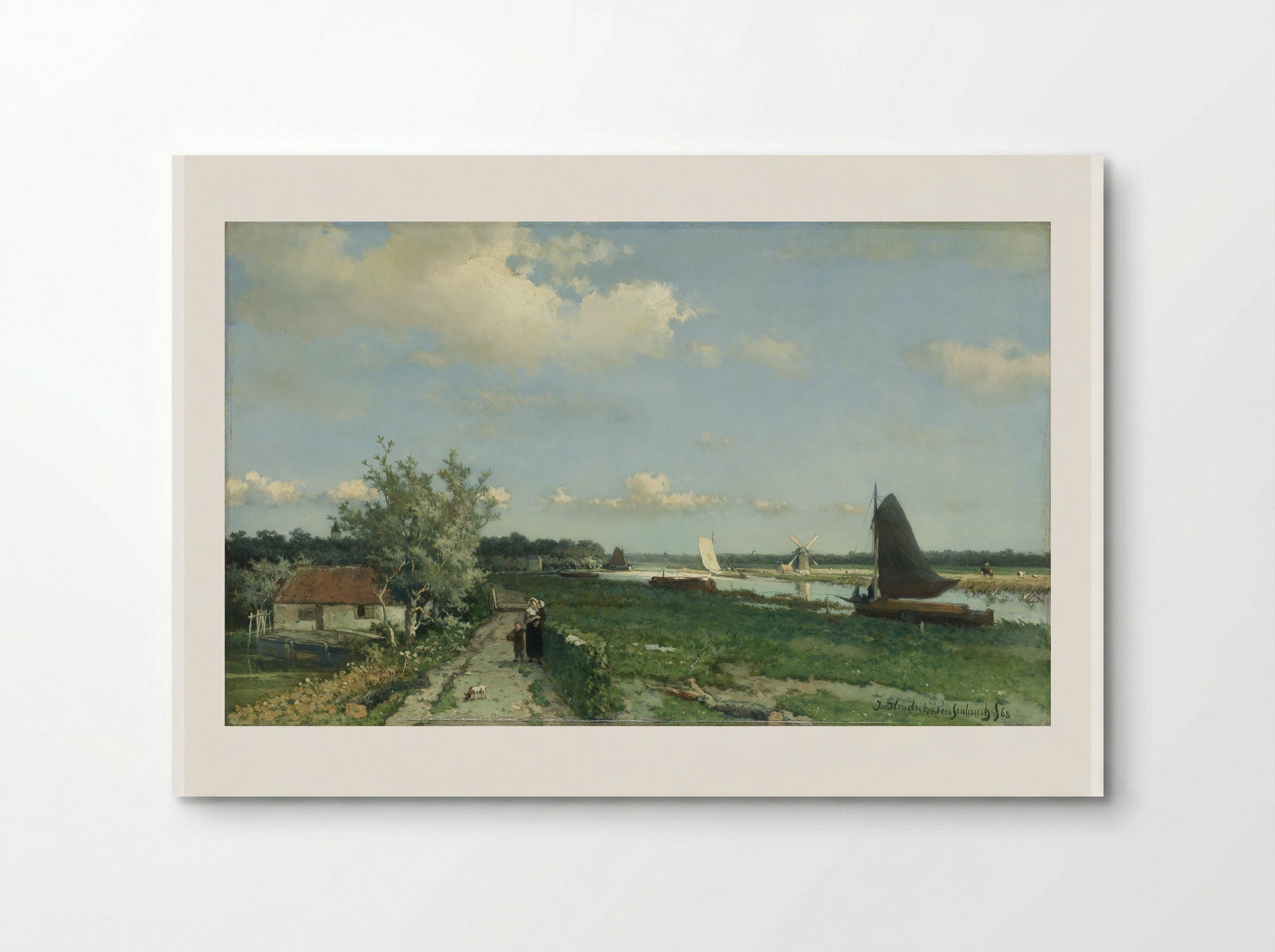 Ship in polder canal - Johan Hendrik Weissenbruch - Poster
