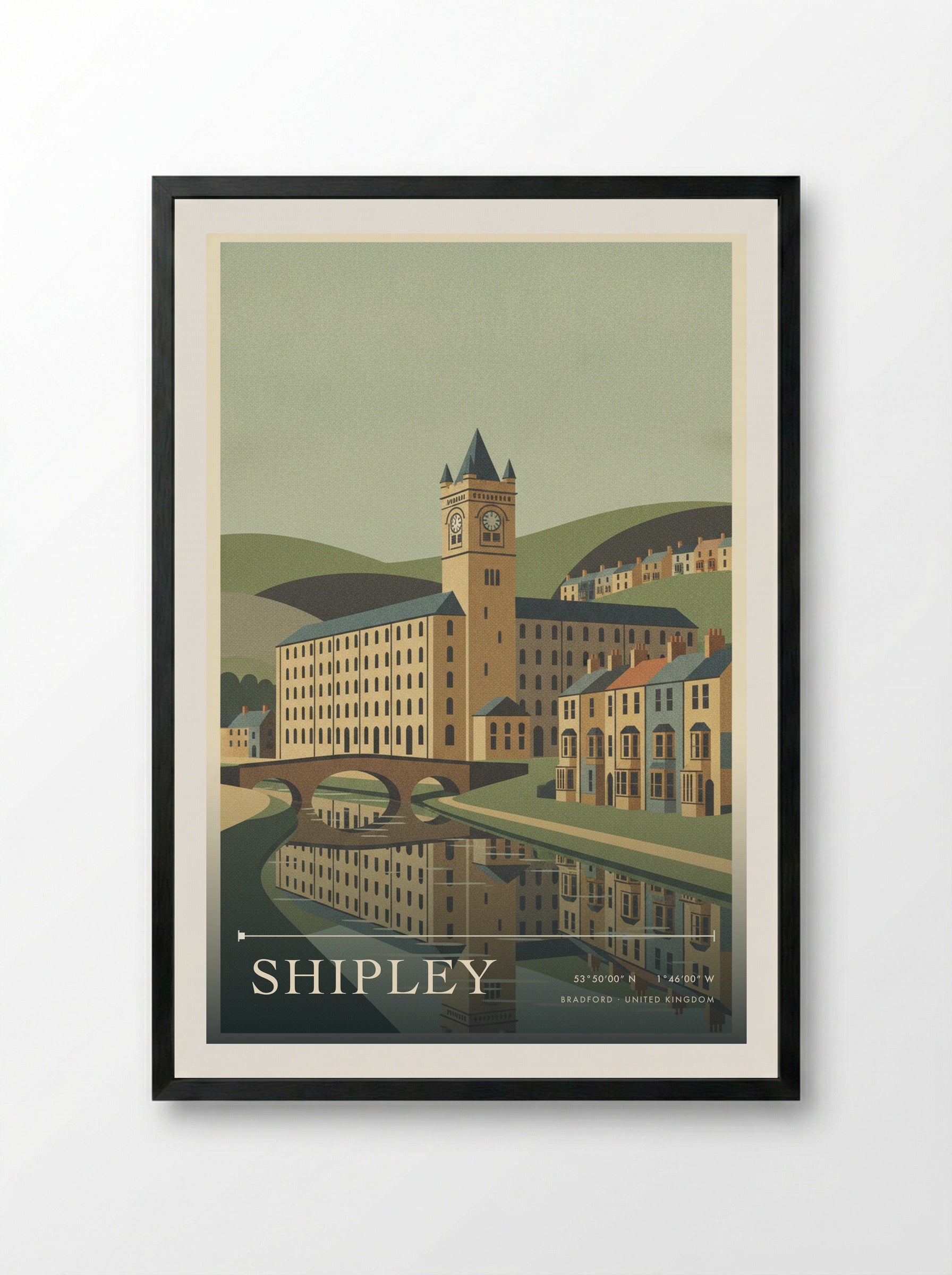 Shipley Bradford United Kingdom Travel Poster - Framed Print Black