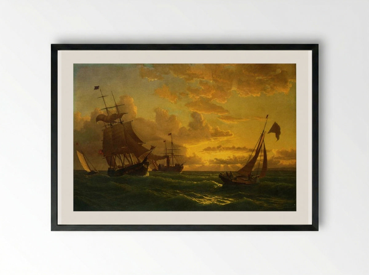 Shipping in Rough Waters - William Bradford - Framed Print Black