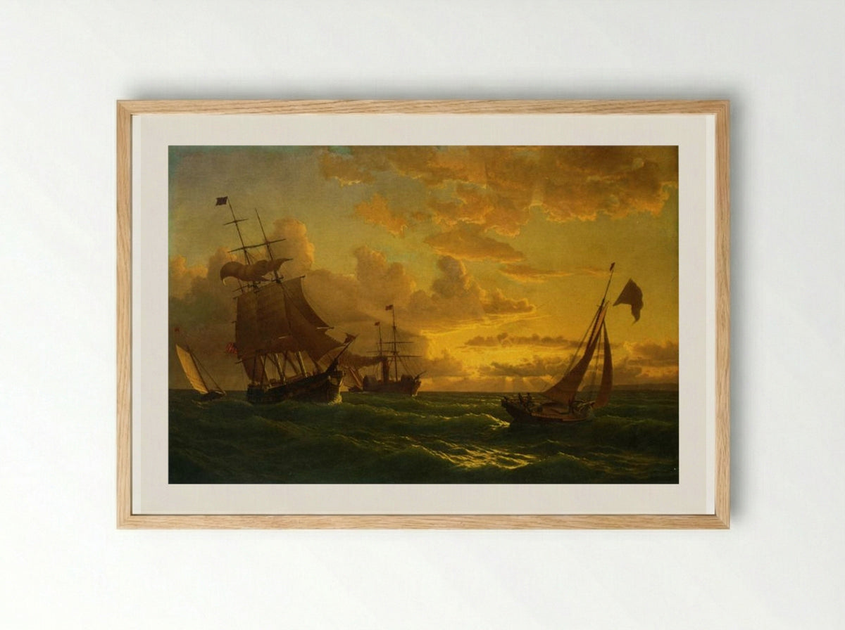 Shipping in Rough Waters - William Bradford - Framed Print Wood