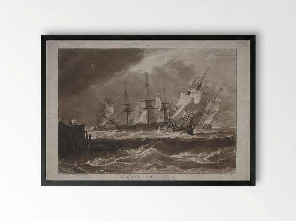 Ships in a Breeze - Joseph Mallord William Turner - Framed Print Black