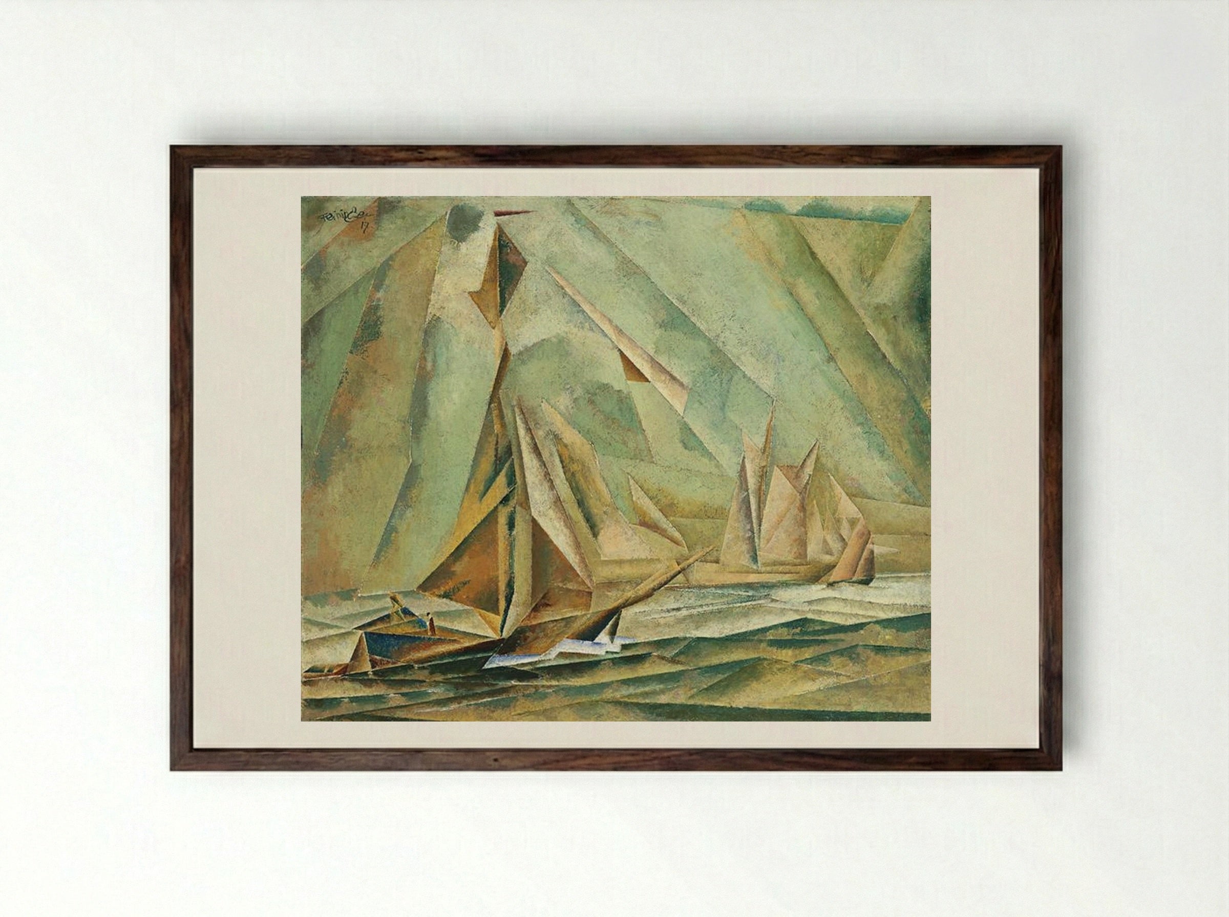Ships - Lyonel Feininger - Framed Print Dark Wood