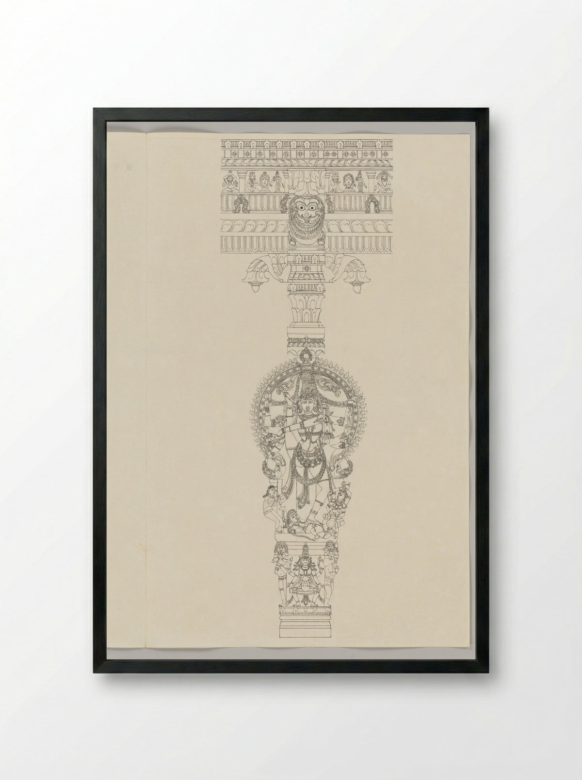 Shiva Urdhvatandava - Fine Art Print - Framed Print Black