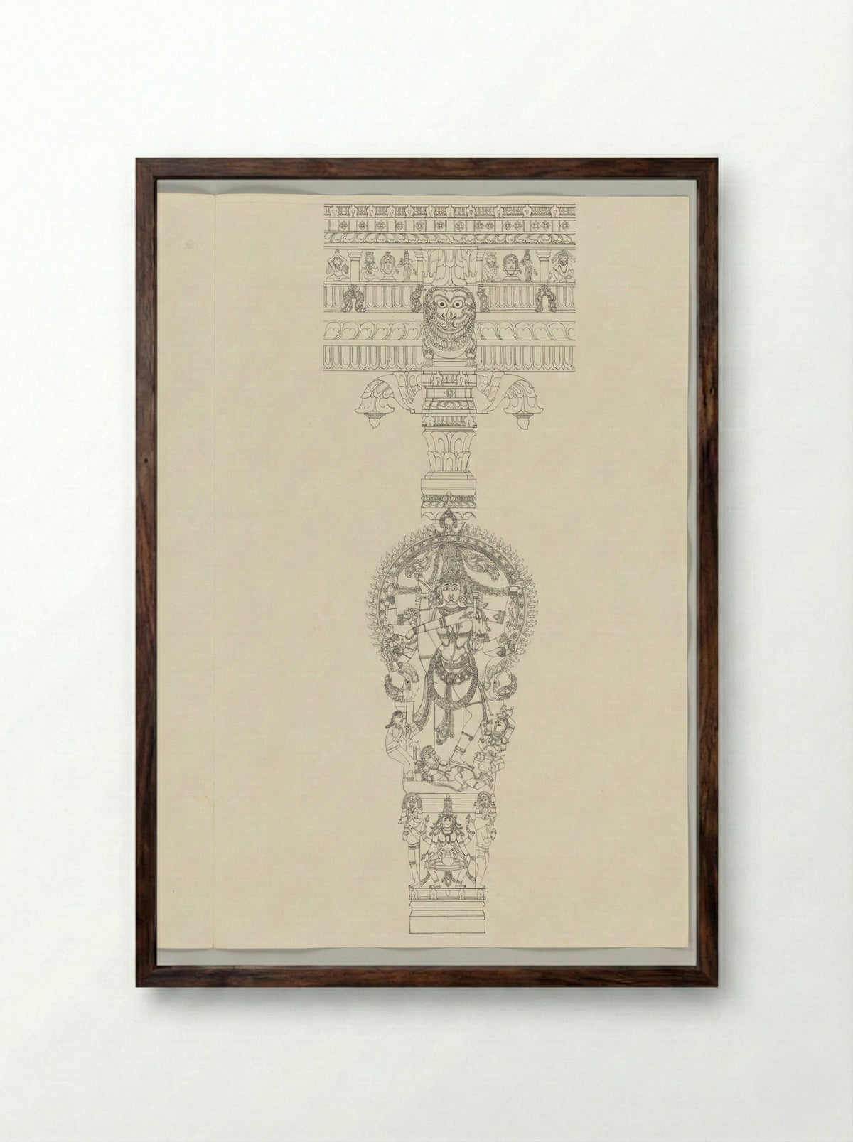 Shiva Urdhvatandava - Fine Art Print - Framed Print Dark Wood