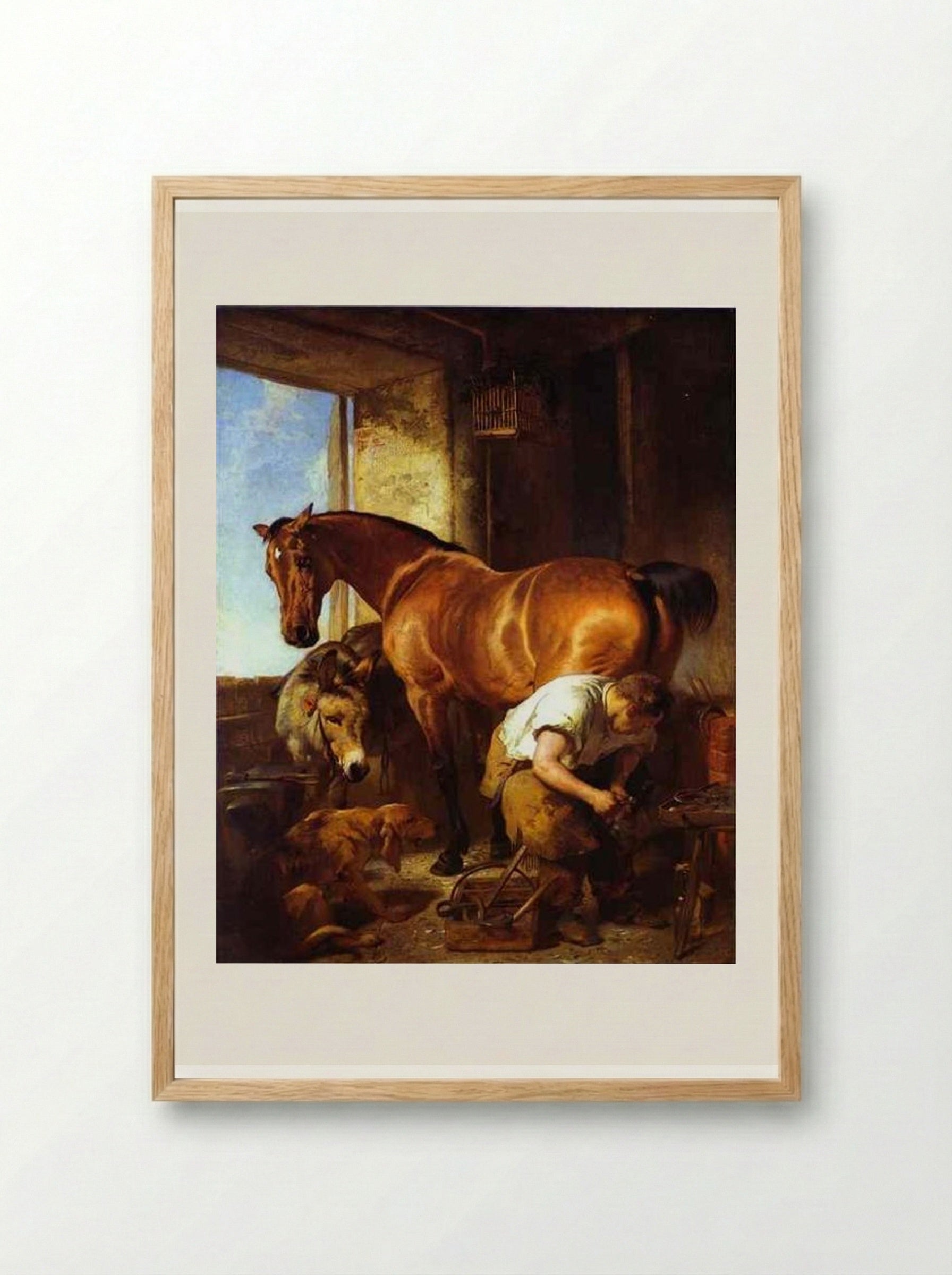 Shoeing - Edwin Henry Landseer - Framed Print Wood
