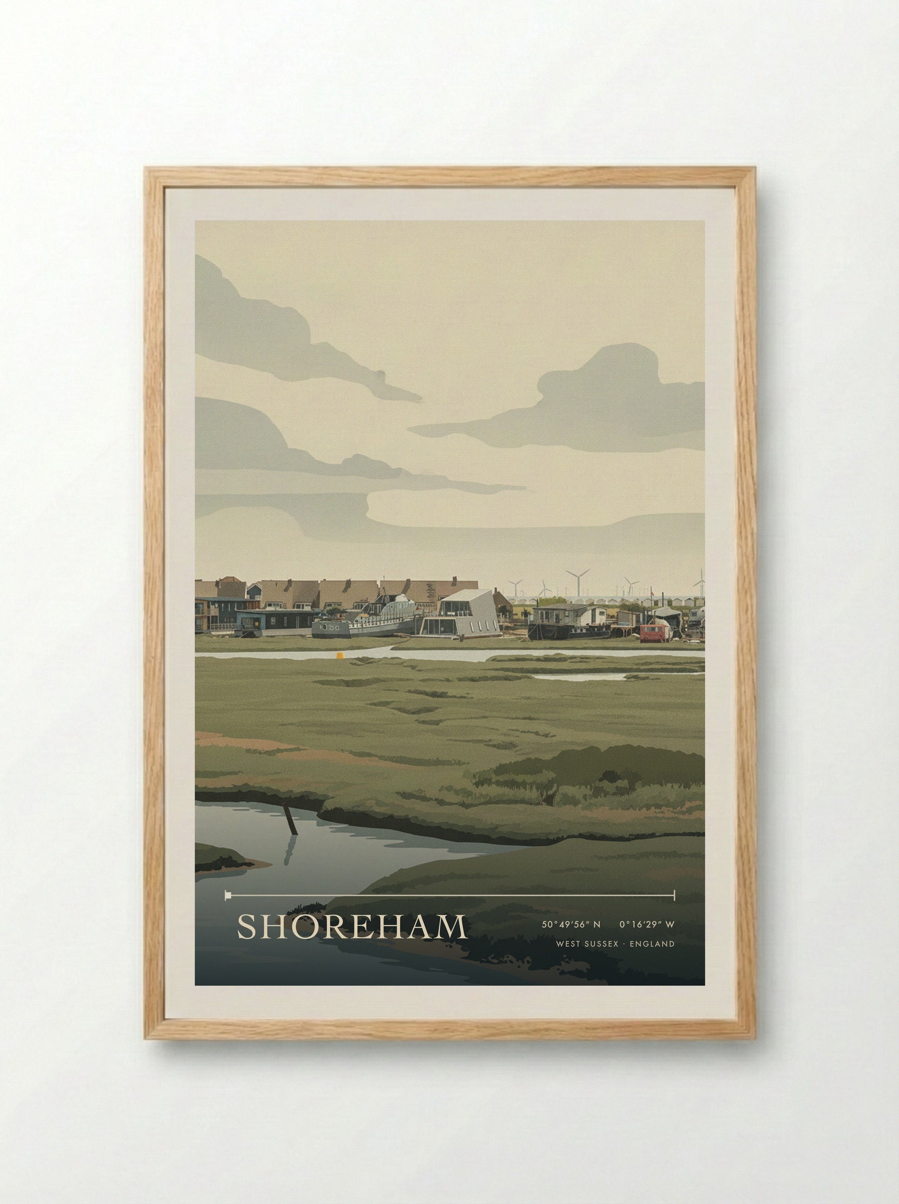 Shoreham West Sussex England Travel Poster - Framed Print Wood