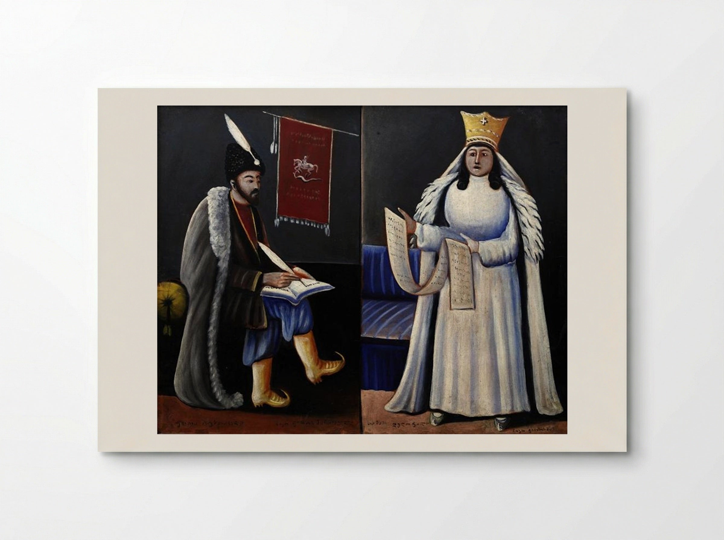 Shota Rustaveli and Queen Tamar - Niko Pirosmani - Poster