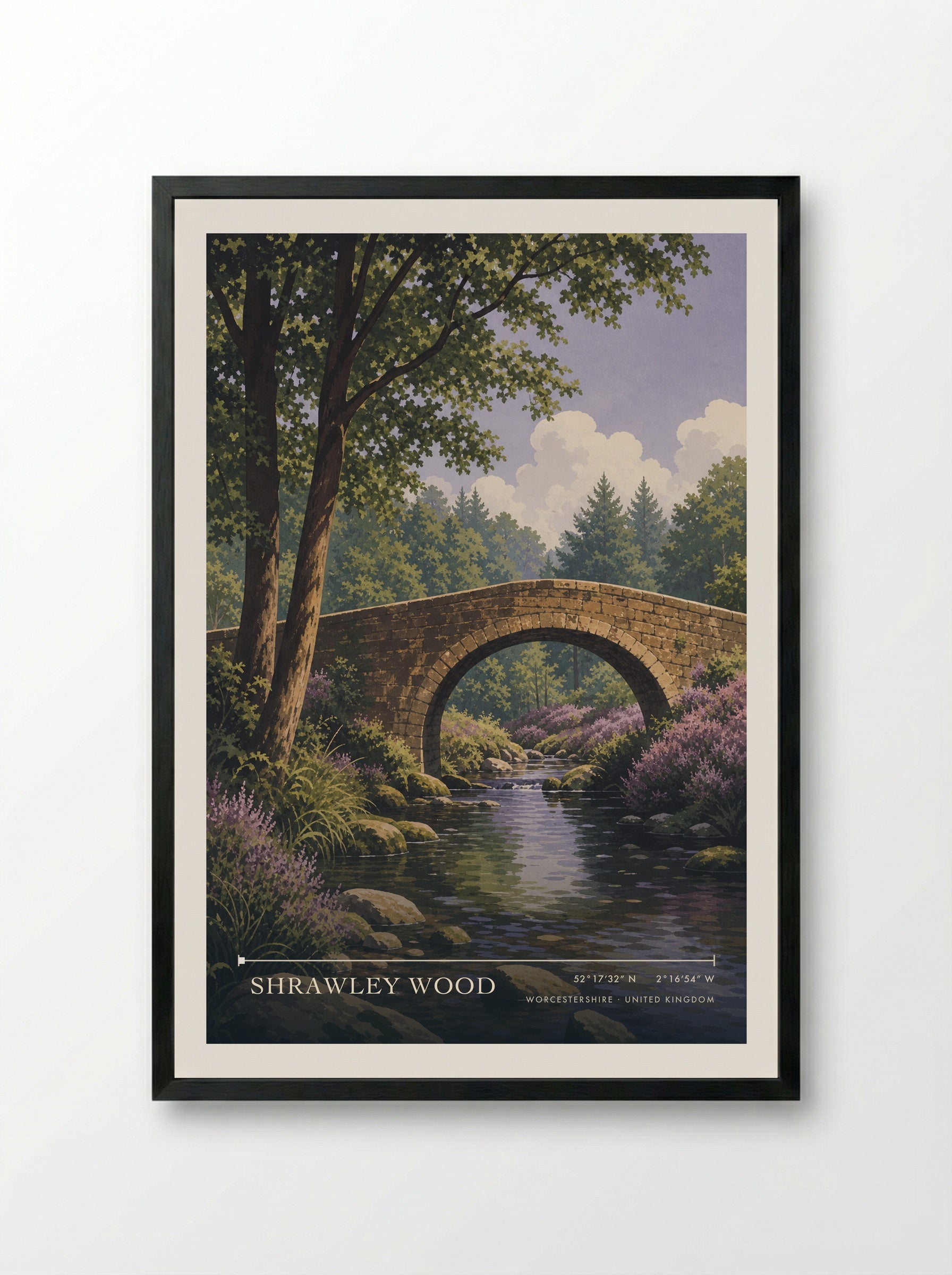 Shrawley Wood Worcestershire United Kingdom Travel Poster - Framed Print Black