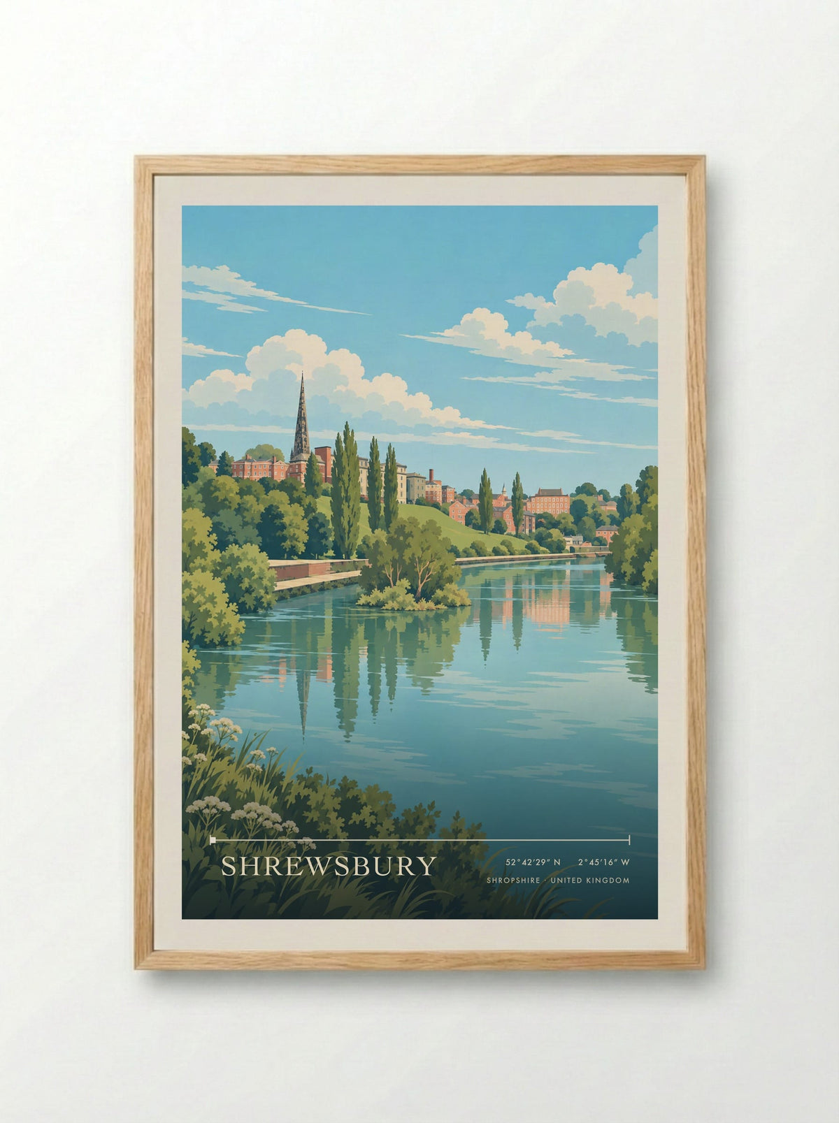 Shrewsbury, Shropshire | Travel Poster - Framed Print Wood