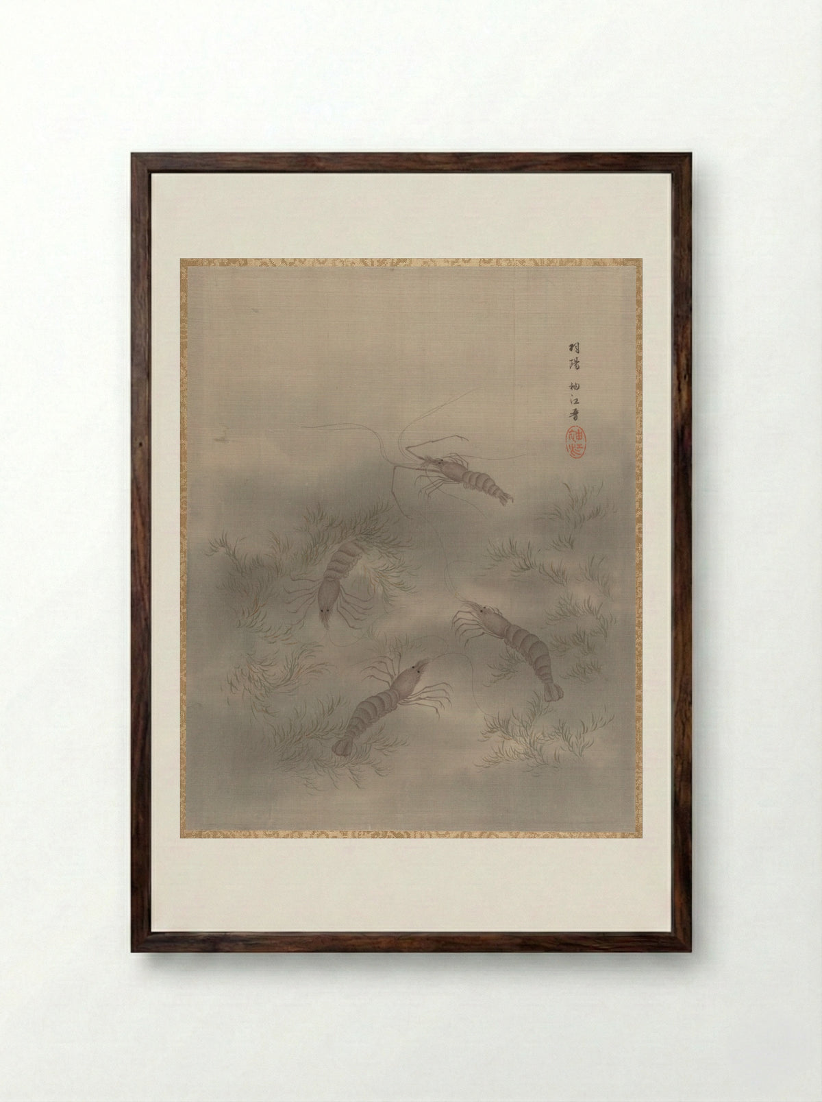 Shrimp (Ebi) - Seki Shūkō - Framed Print Dark Wood