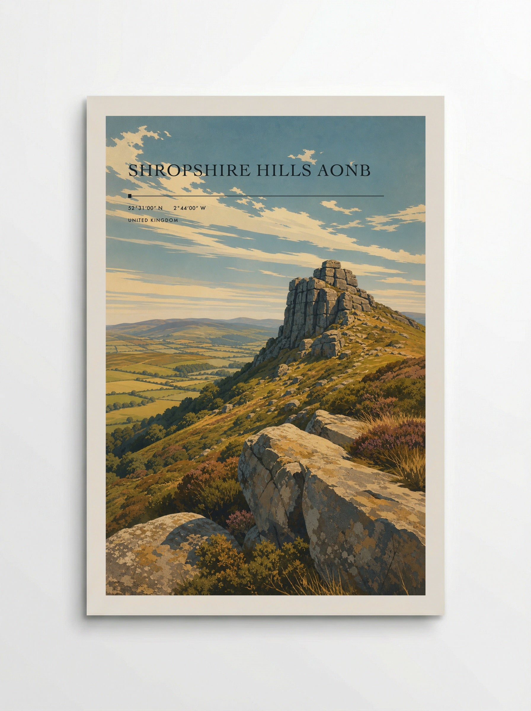 Shropshire Hills AONB United Kingdom Travel Poster - Poster