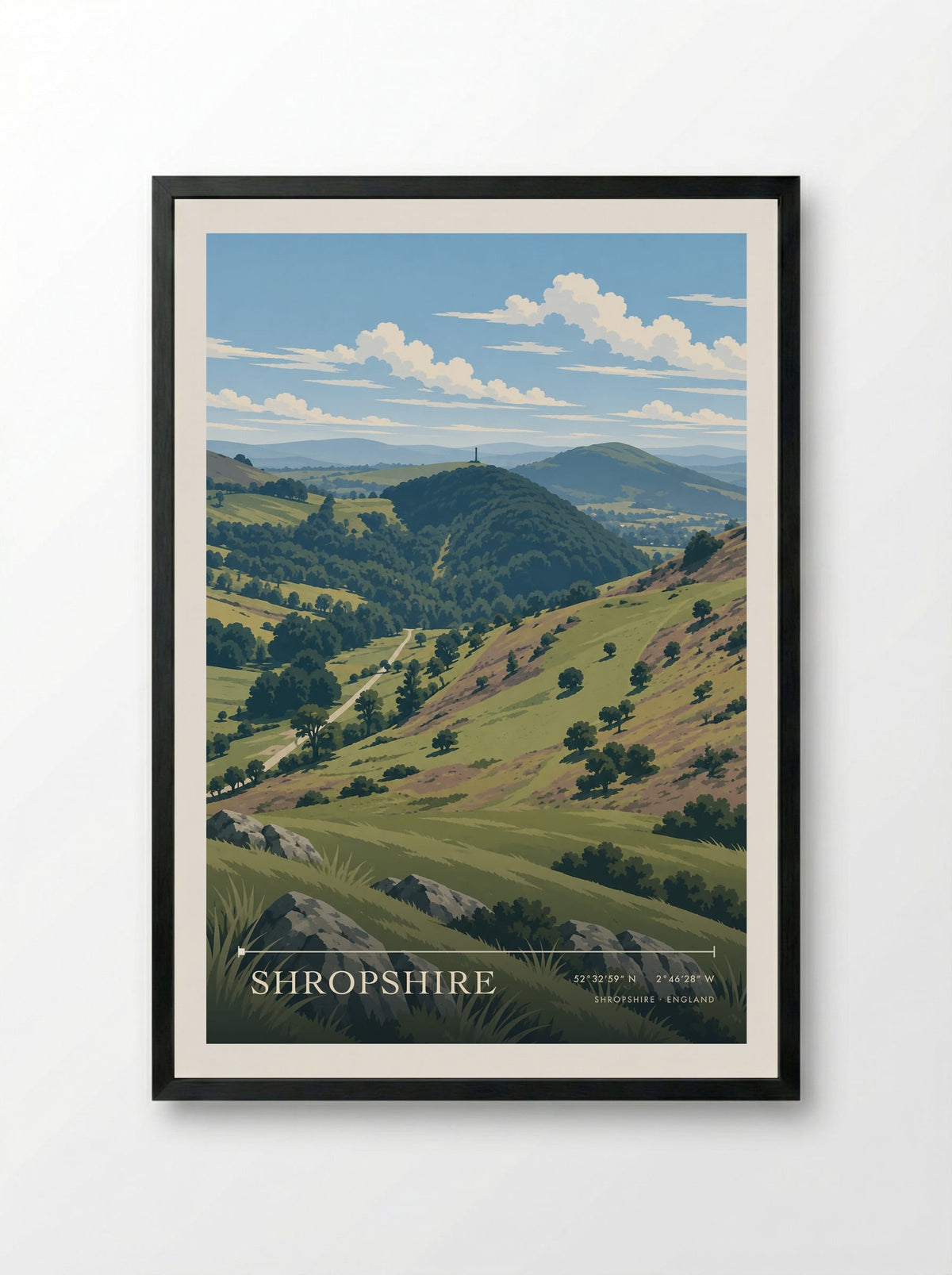 Shropshire | Travel Poster - Framed Print Black