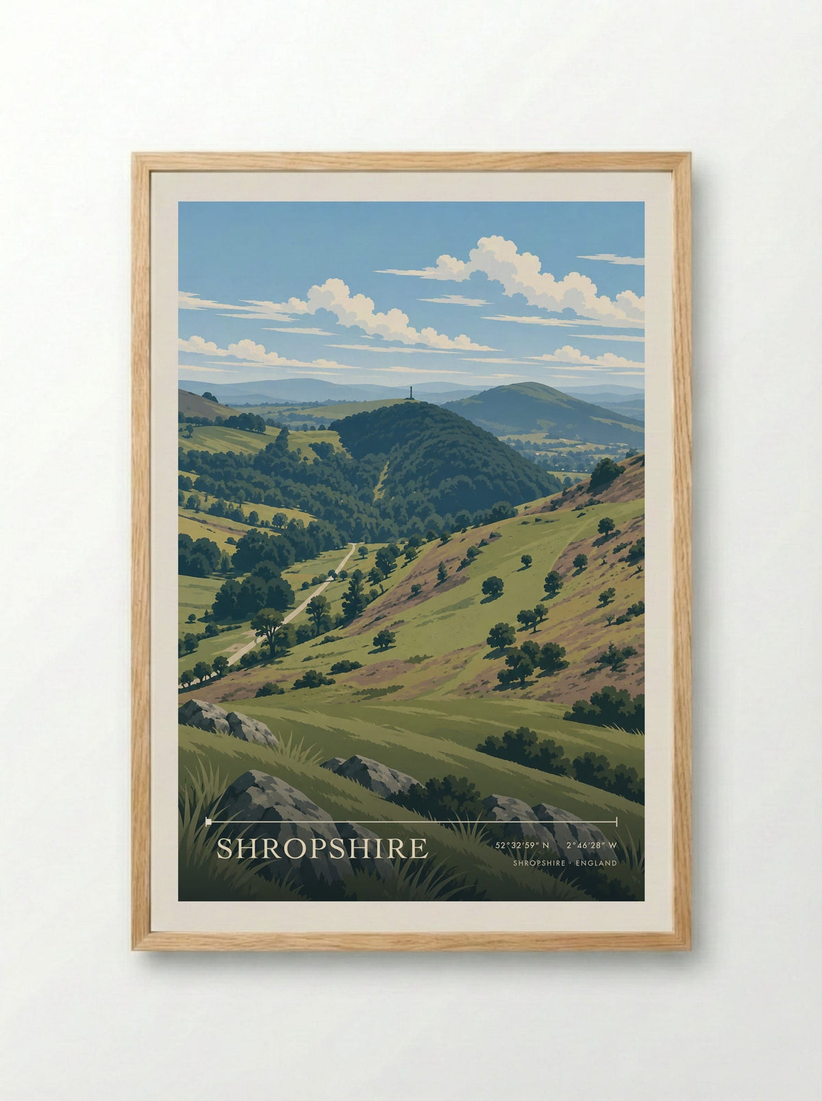 Shropshire | Travel Poster - Framed Print Wood