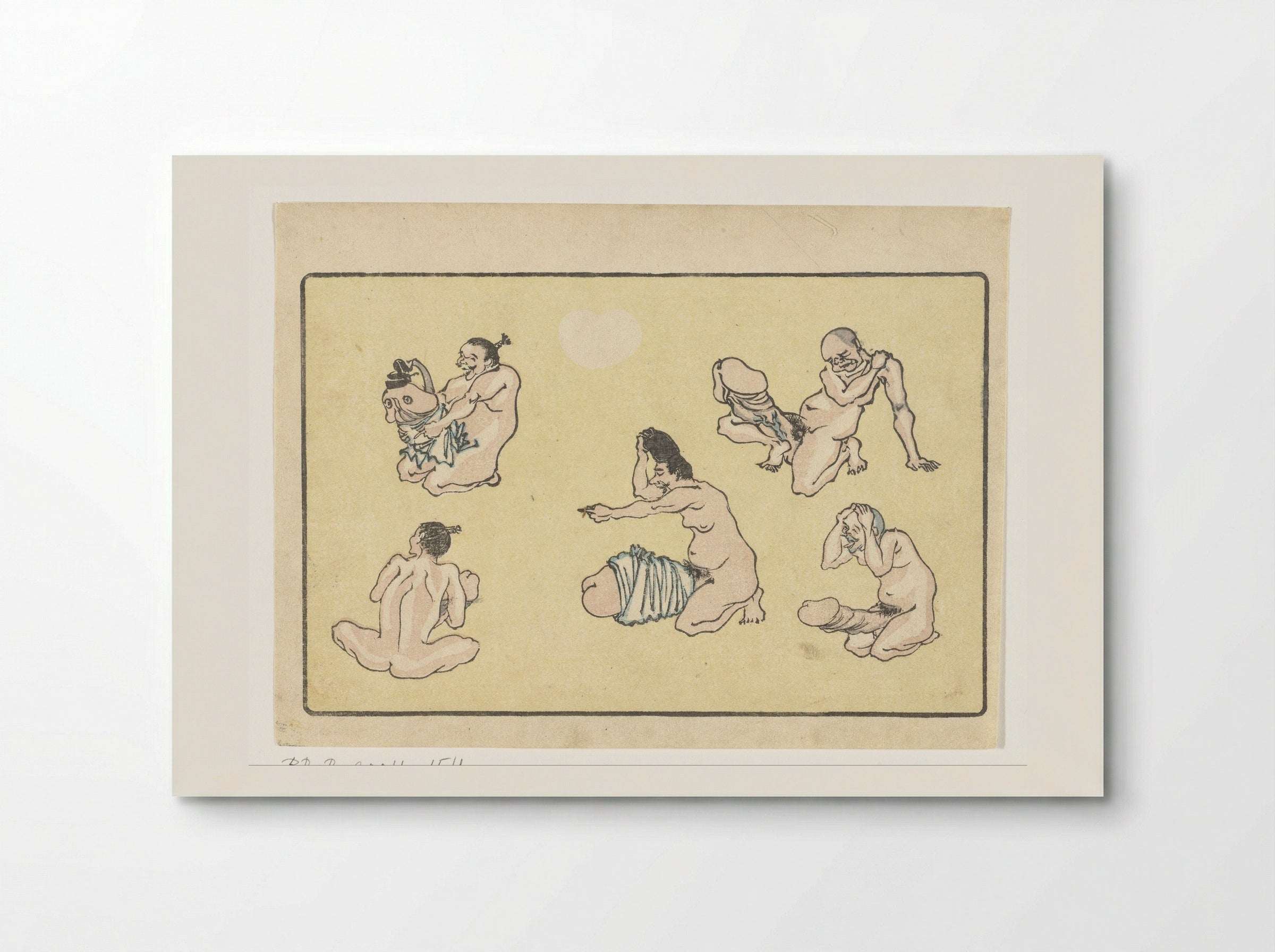 Shunga Study (Figures with Exaggerated Anatomy) - Kawanabe Kyôsai - Poster