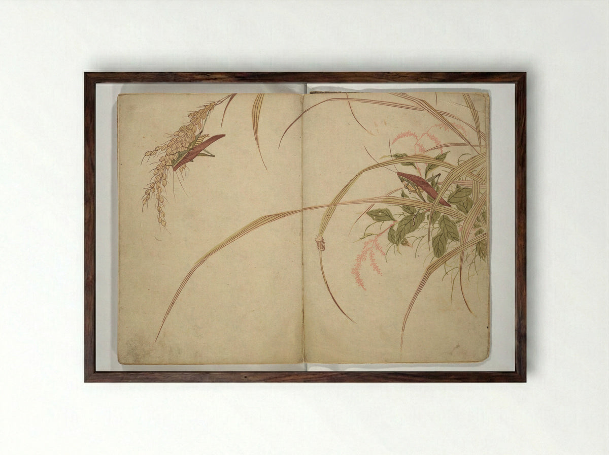 Shunkei Picture Album (Shunkei gafu) - Mori Shunkei - Framed Print Dark Wood