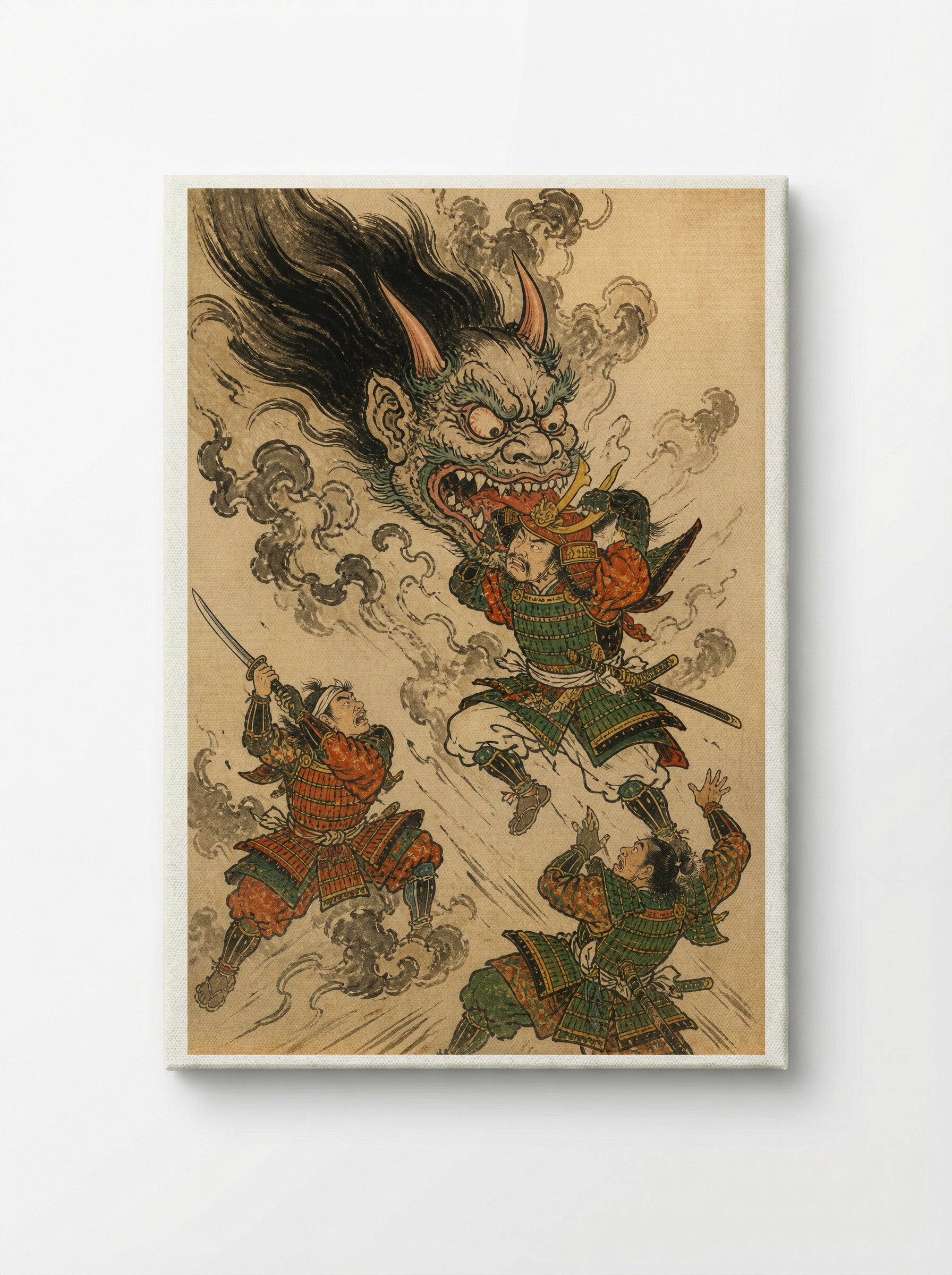 Shuten-doji at Mount Oe: The Head Attacks Raiko - Canvas