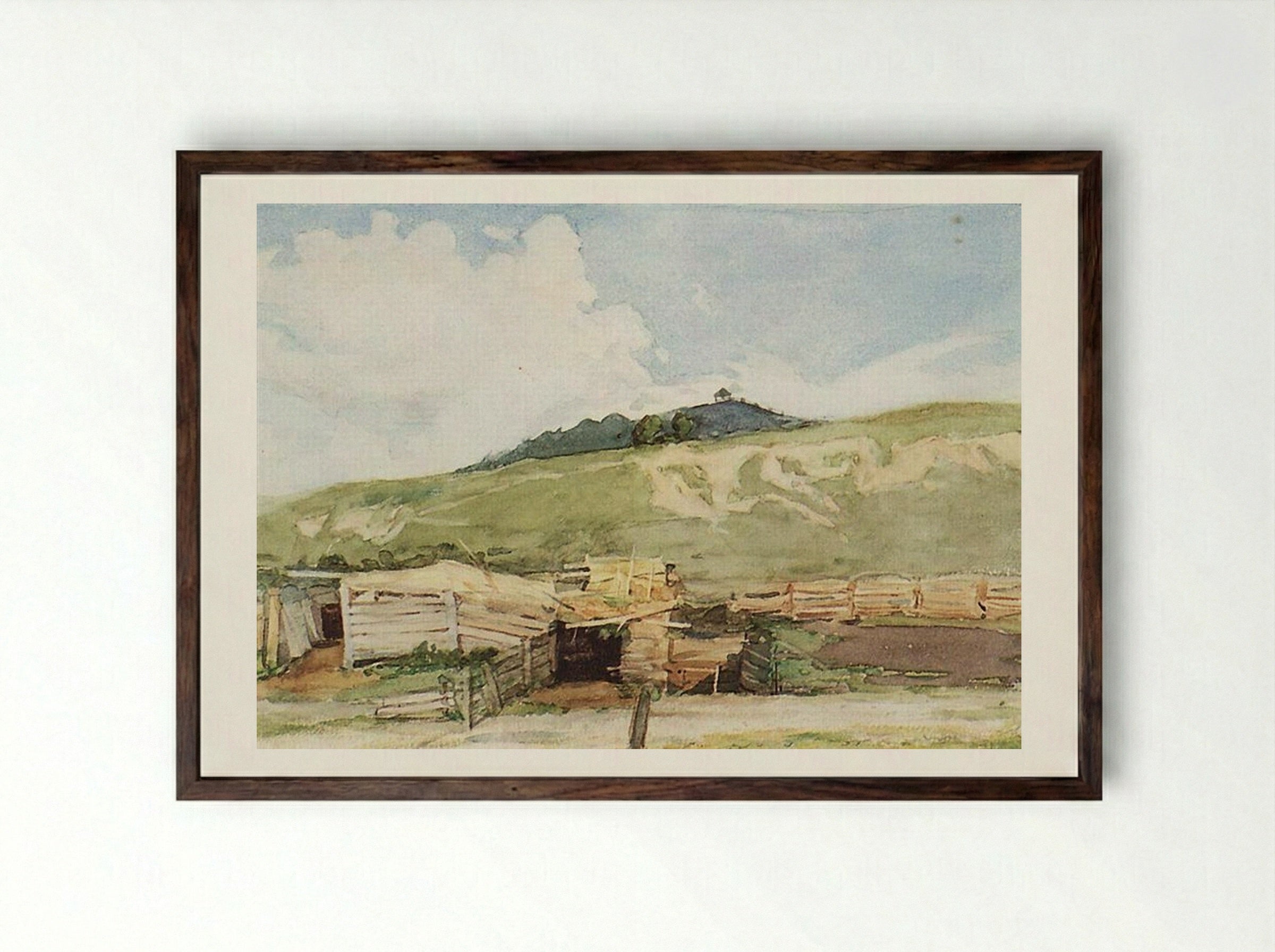 Siberian Landscape: Torgoshyno - Vasily Surikov - Framed Print Dark Wood
