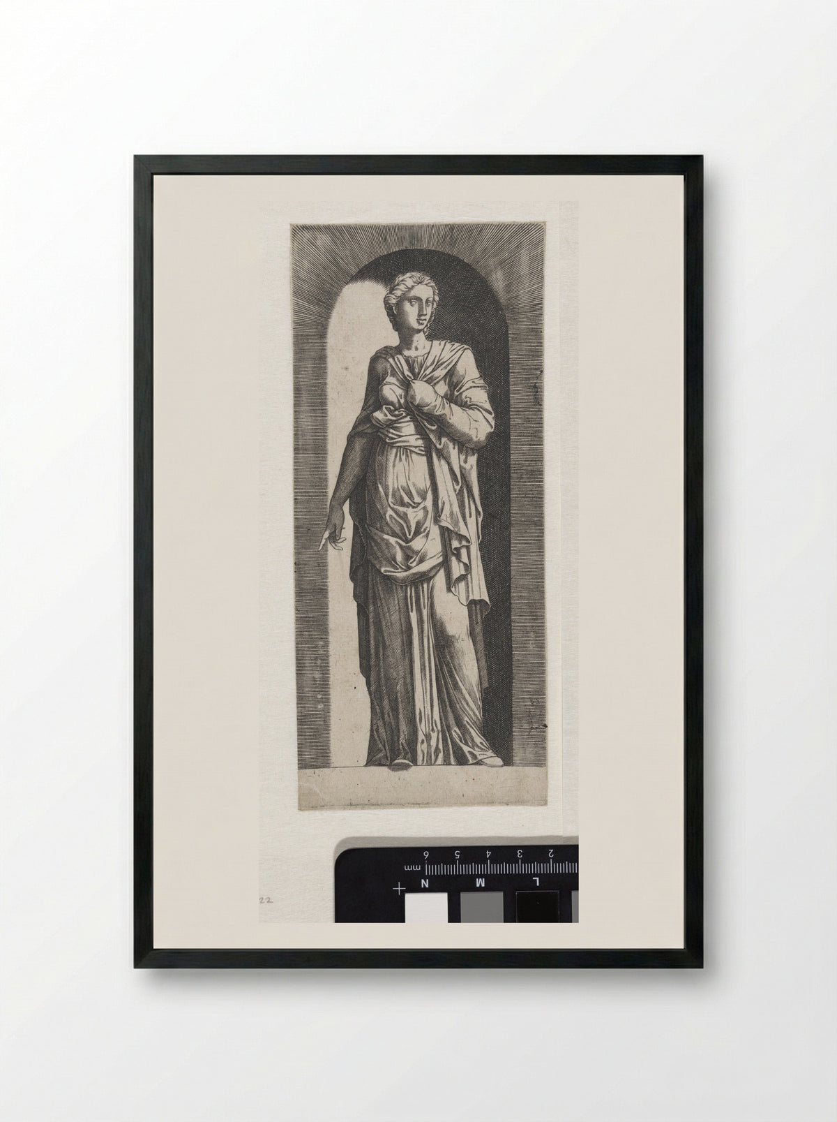 Sibille wijzend met haar rechterhand - Lambertus Suavius - Framed Print Black