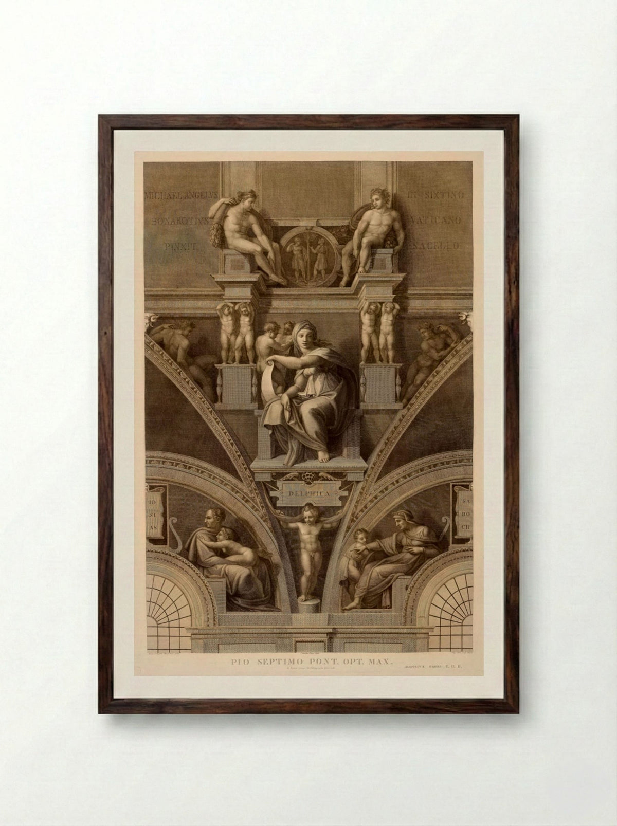 Sibylla Delphica (After Michelangelo) - Domenico Cunego - Framed Print Dark Wood