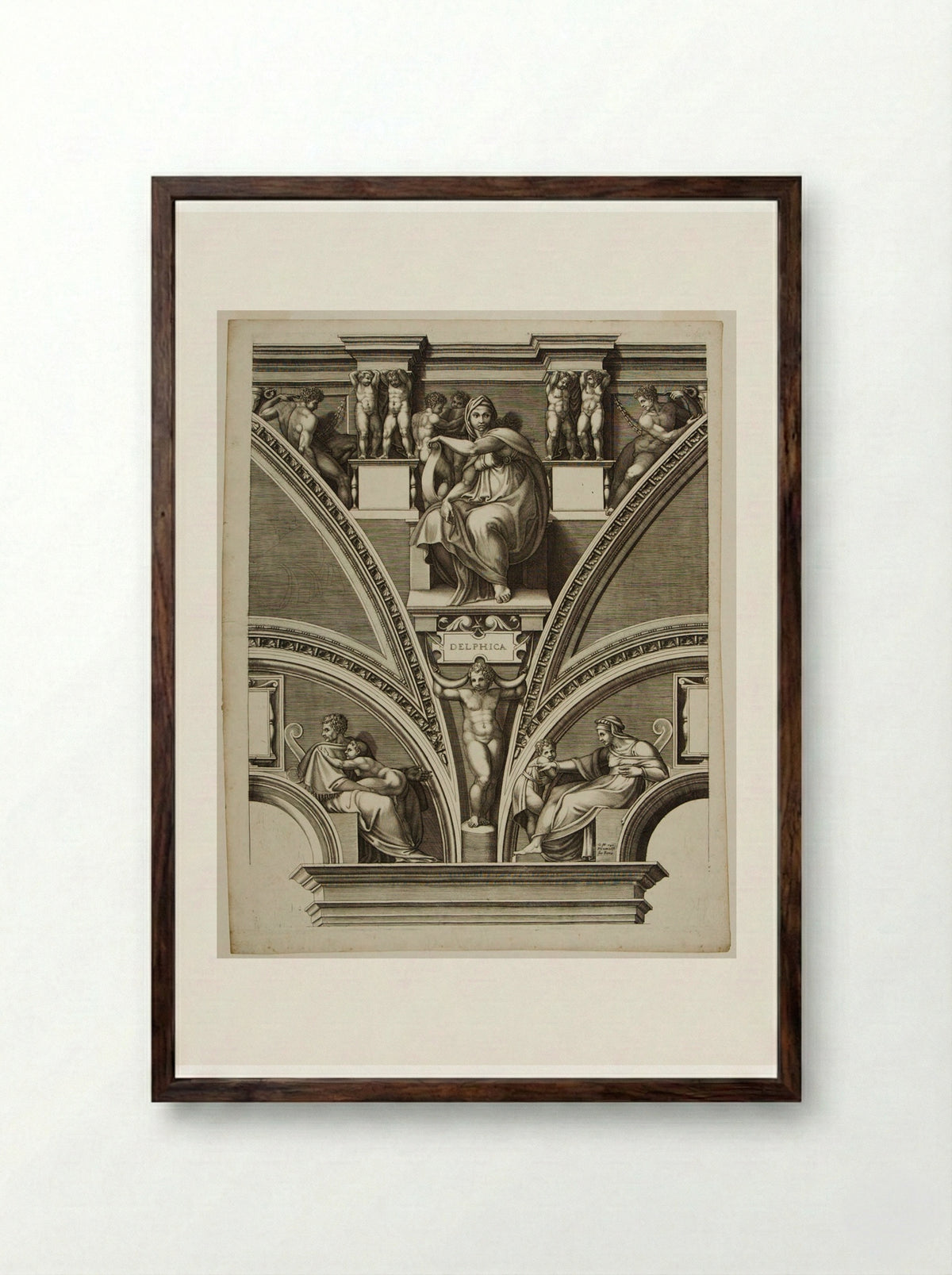 Sibylla Delphica - Giorgio Ghisi - Framed Print Dark Wood