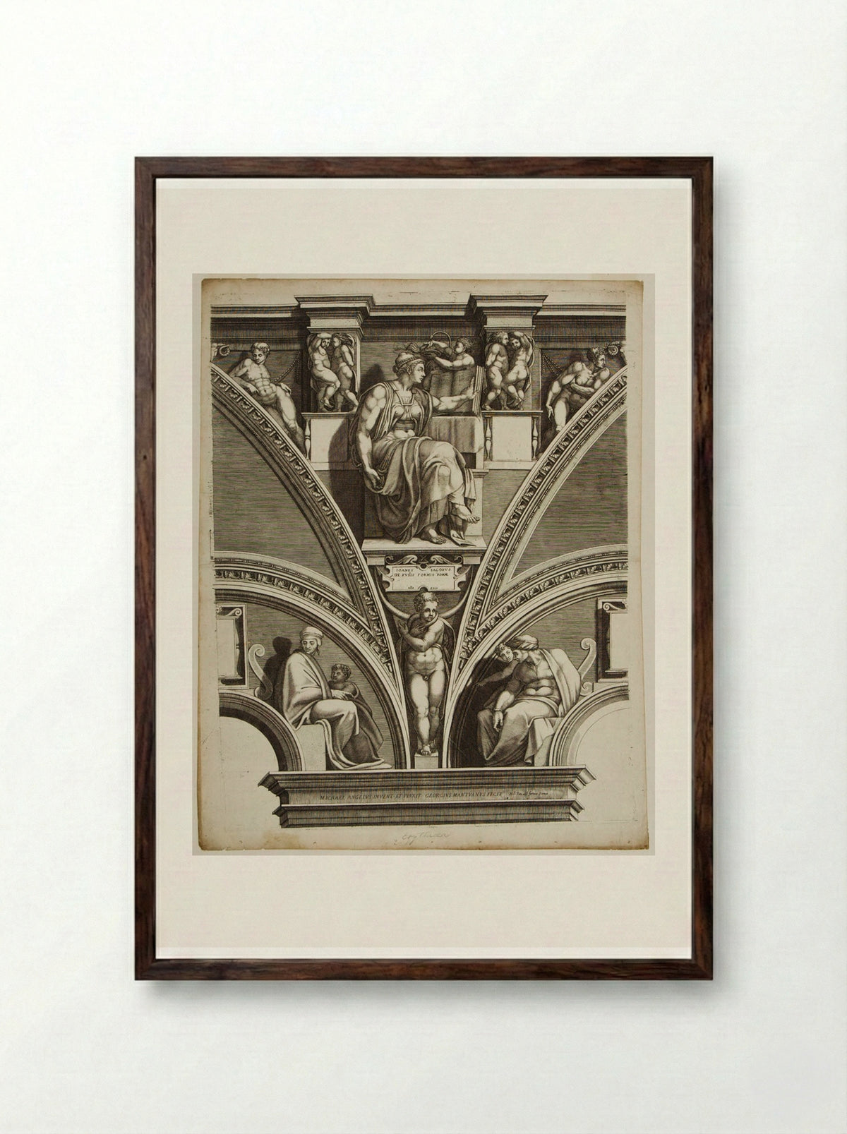 Sibylla Erythraea - Giorgio Ghisi - Framed Print Dark Wood