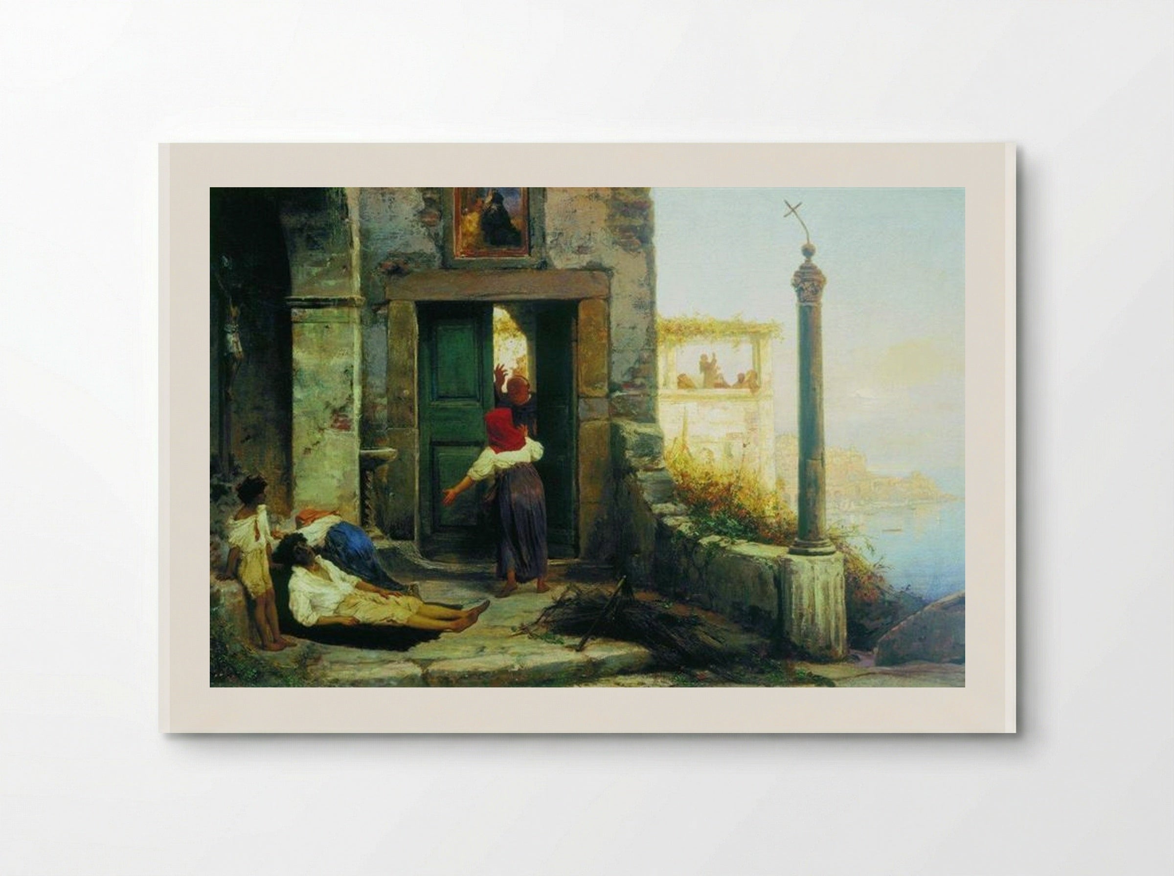 Sick man at the walls of a Catholic monastery - Fyodor Bronnikov - Poster