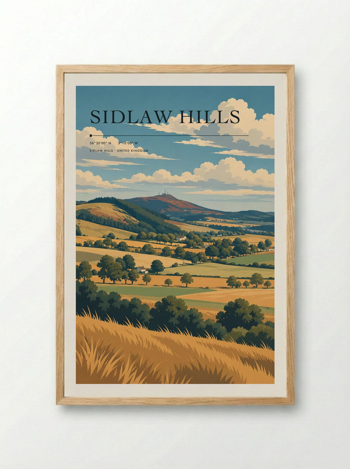 Sidlaw Hills | Travel Poster - Framed Print Wood