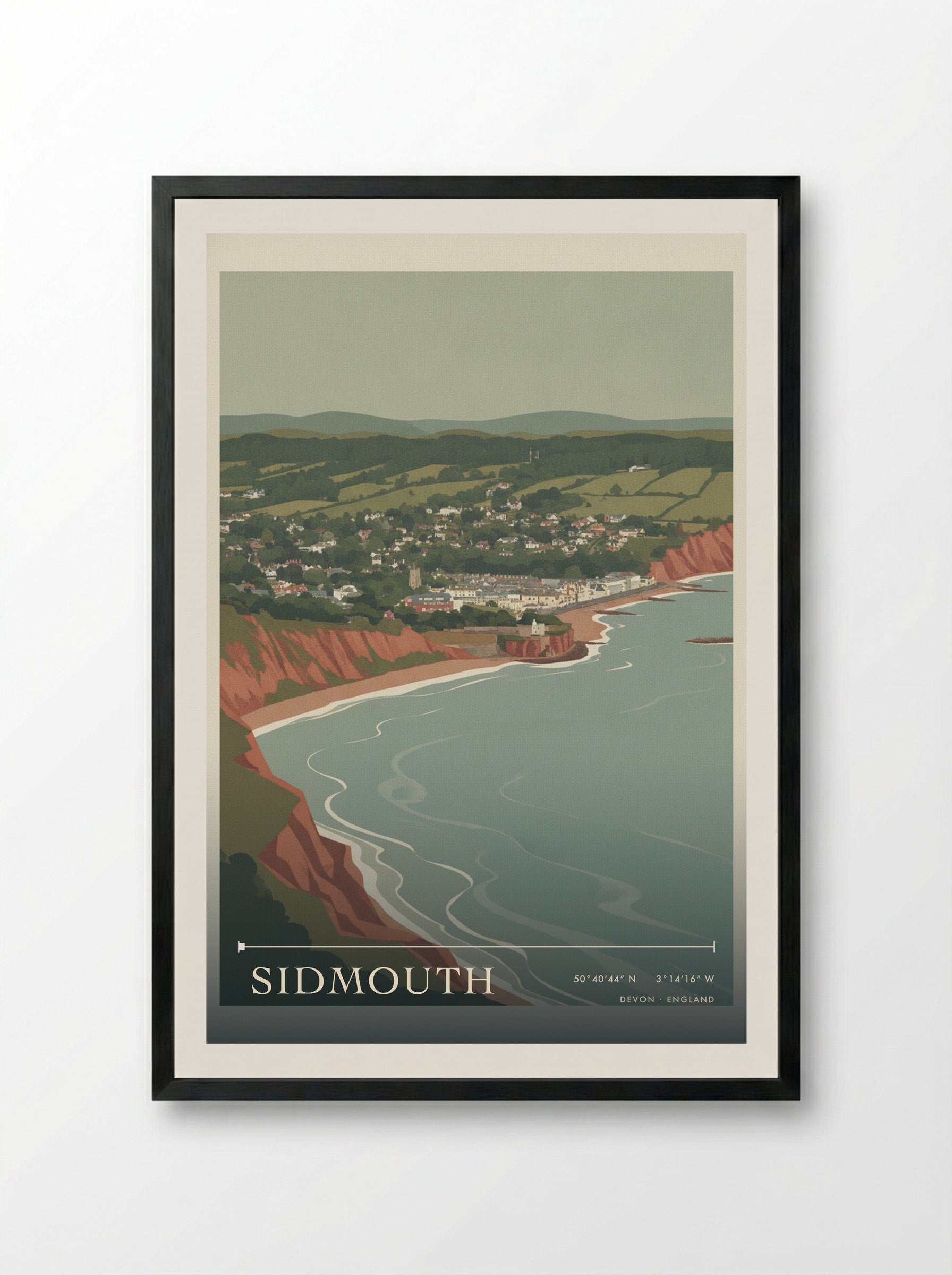 Sidmouth Devon England Travel Poster - Framed Print Black
