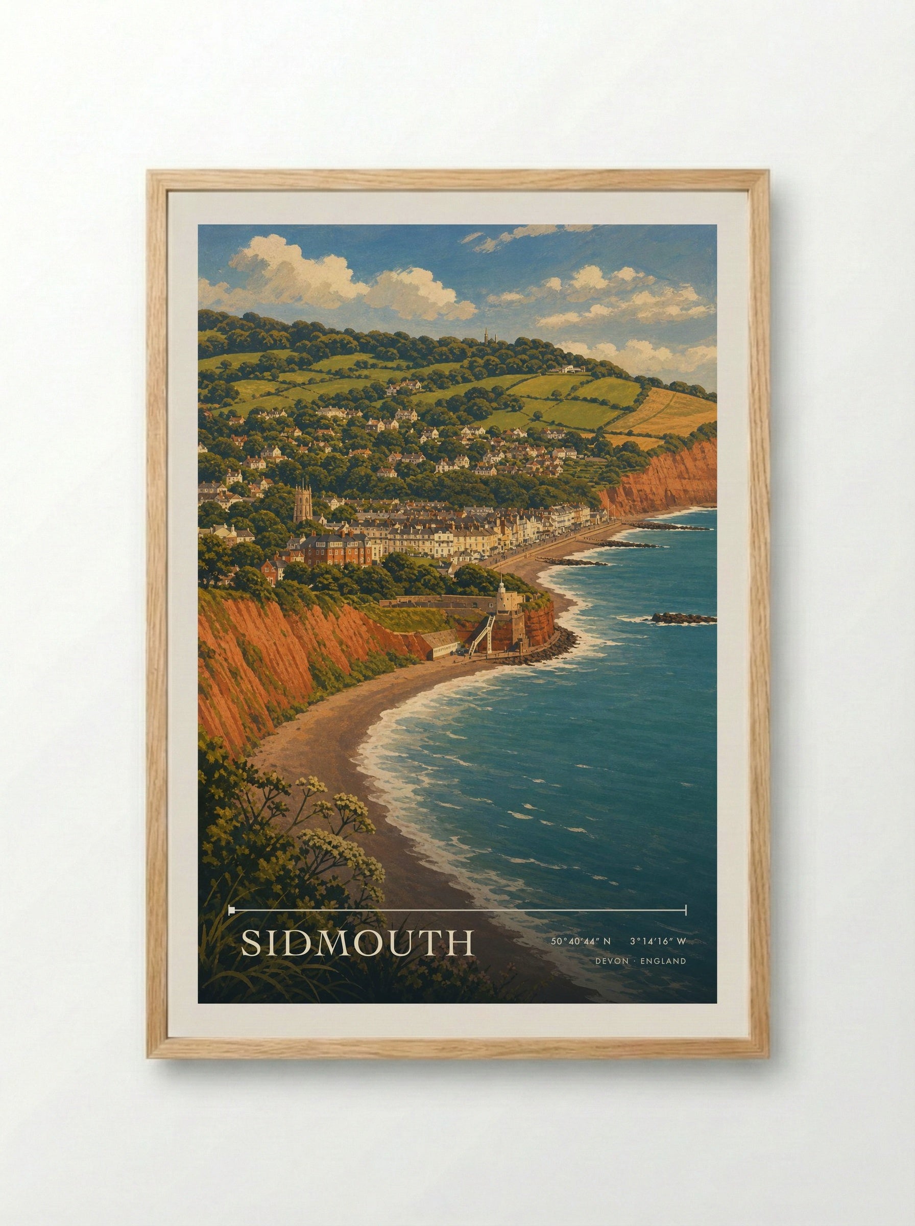 Sidmouth Devon England Travel Poster - Framed Print Wood