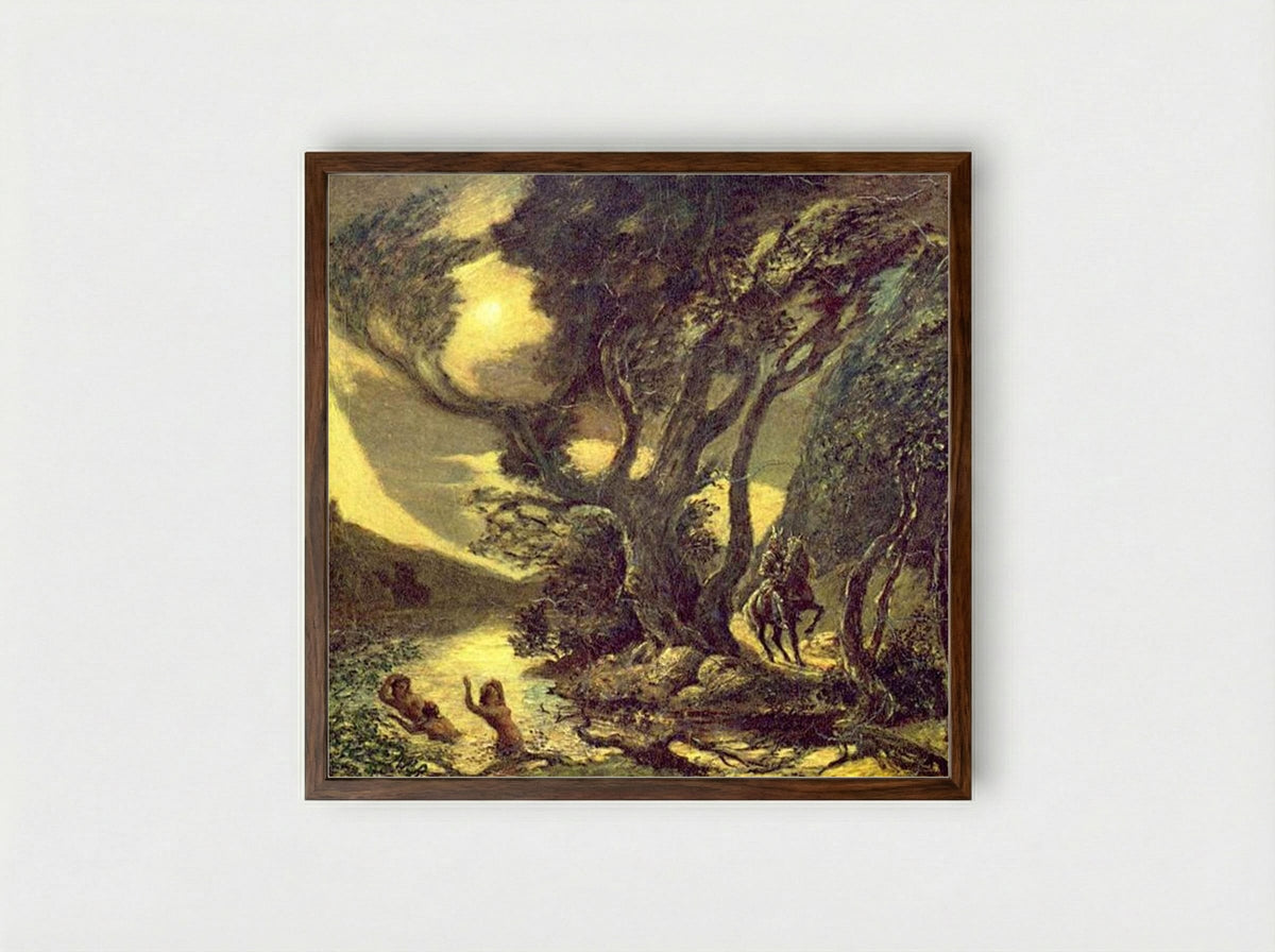 Siegfried and the Rhine Maidens - Albert Pinkham Ryder - Framed Print Dark Wood