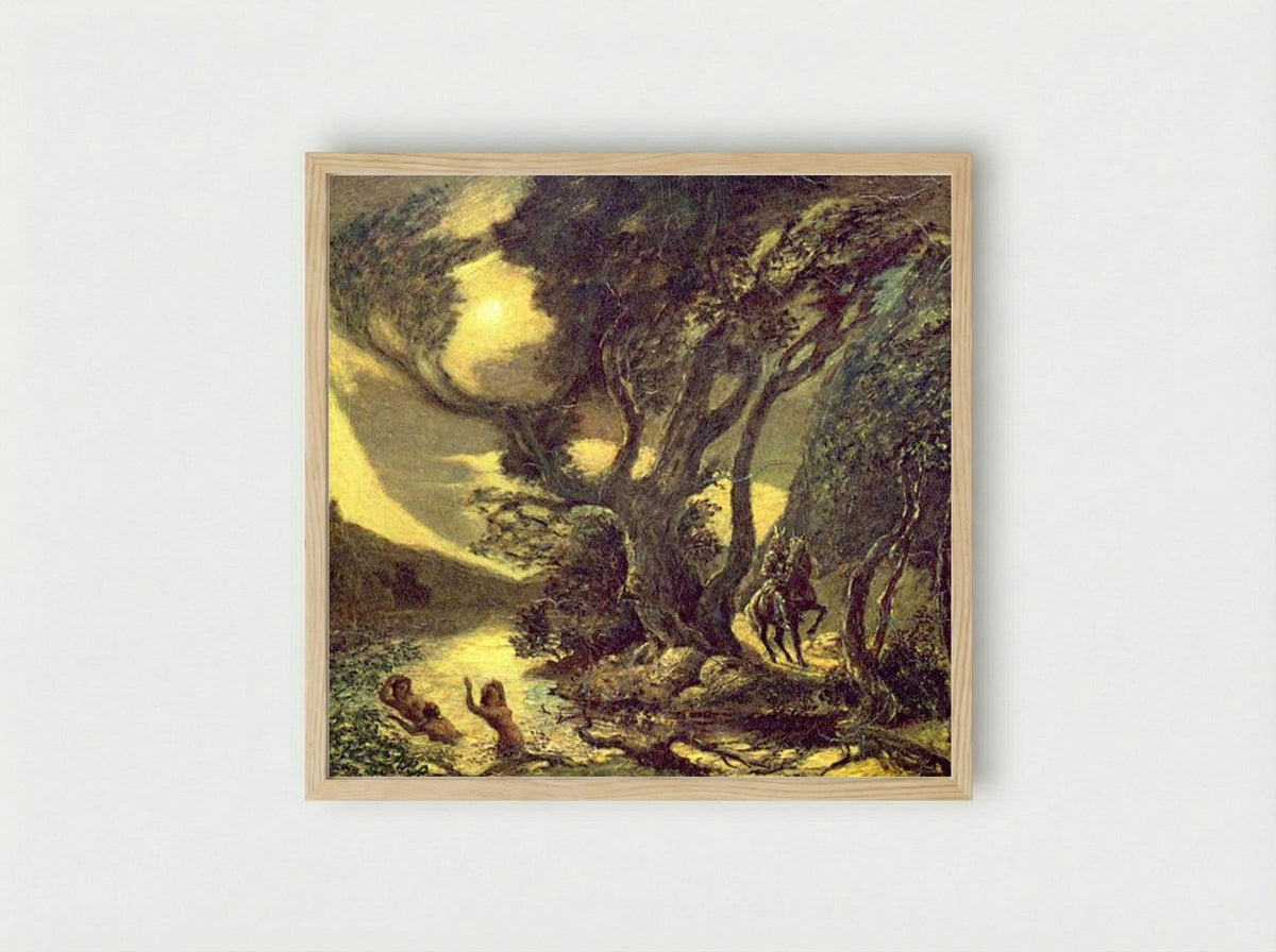 Siegfried and the Rhine Maidens - Albert Pinkham Ryder - Framed Print Wood