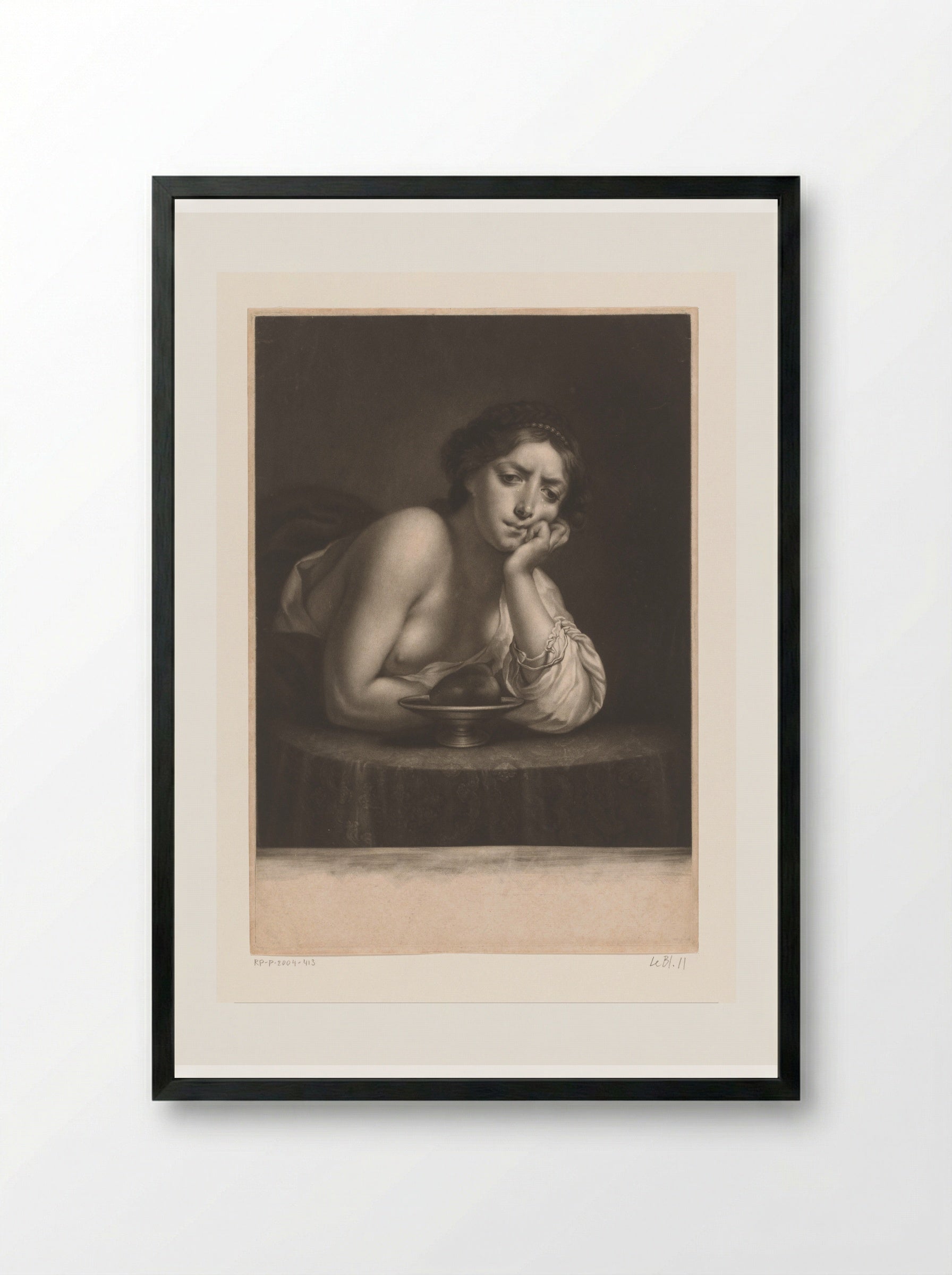Sigismunda Mourning over the Heart of Guiscardo - James McArdell - Framed Print Black