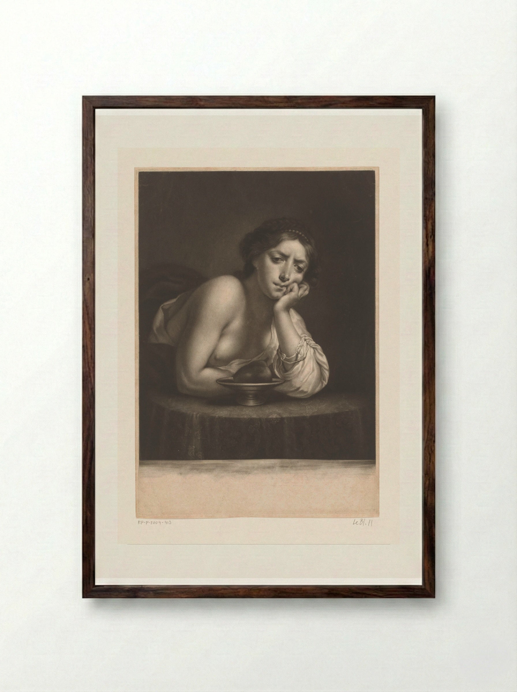 Sigismunda Mourning over the Heart of Guiscardo - James McArdell - Framed Print Dark Wood