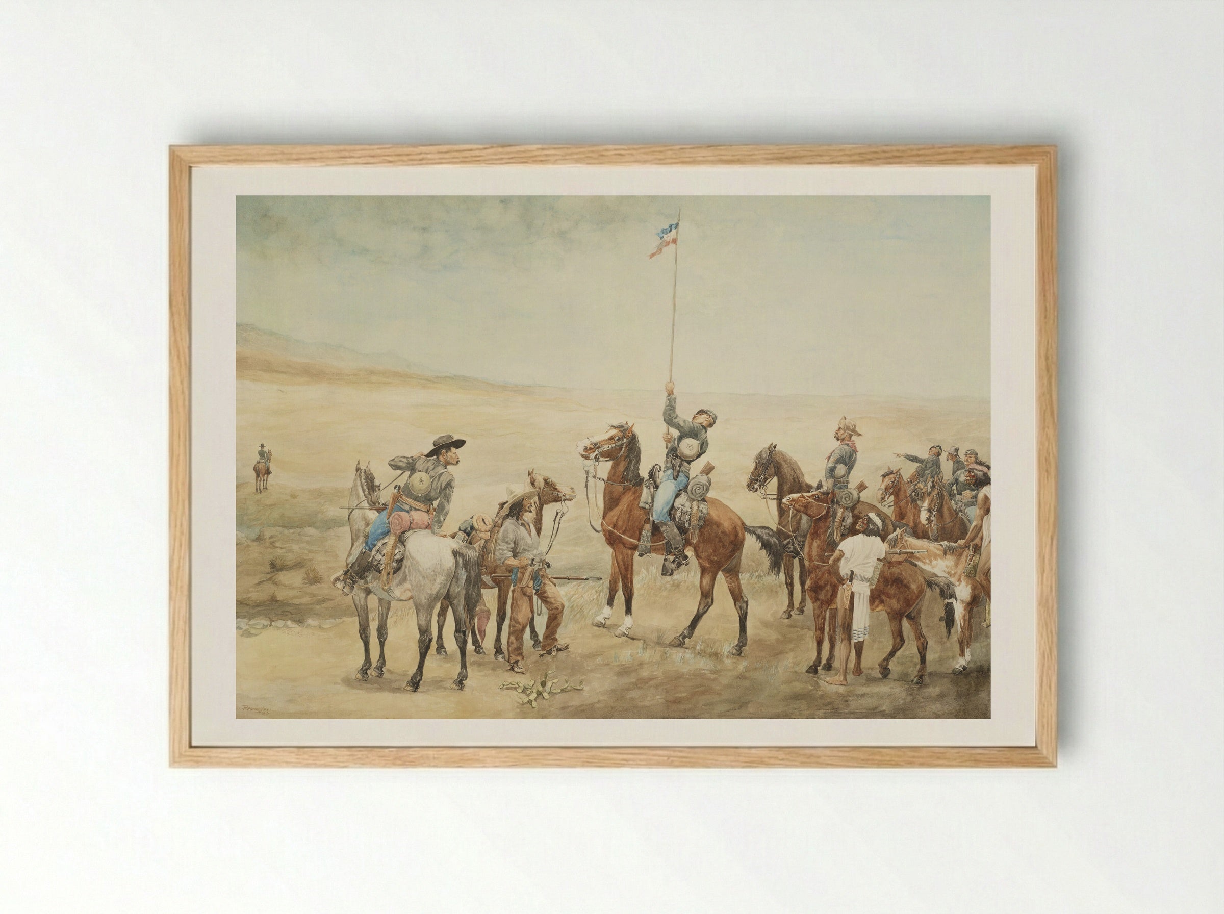 Signaling the Main Command - Frederic Remington - Framed Print Wood