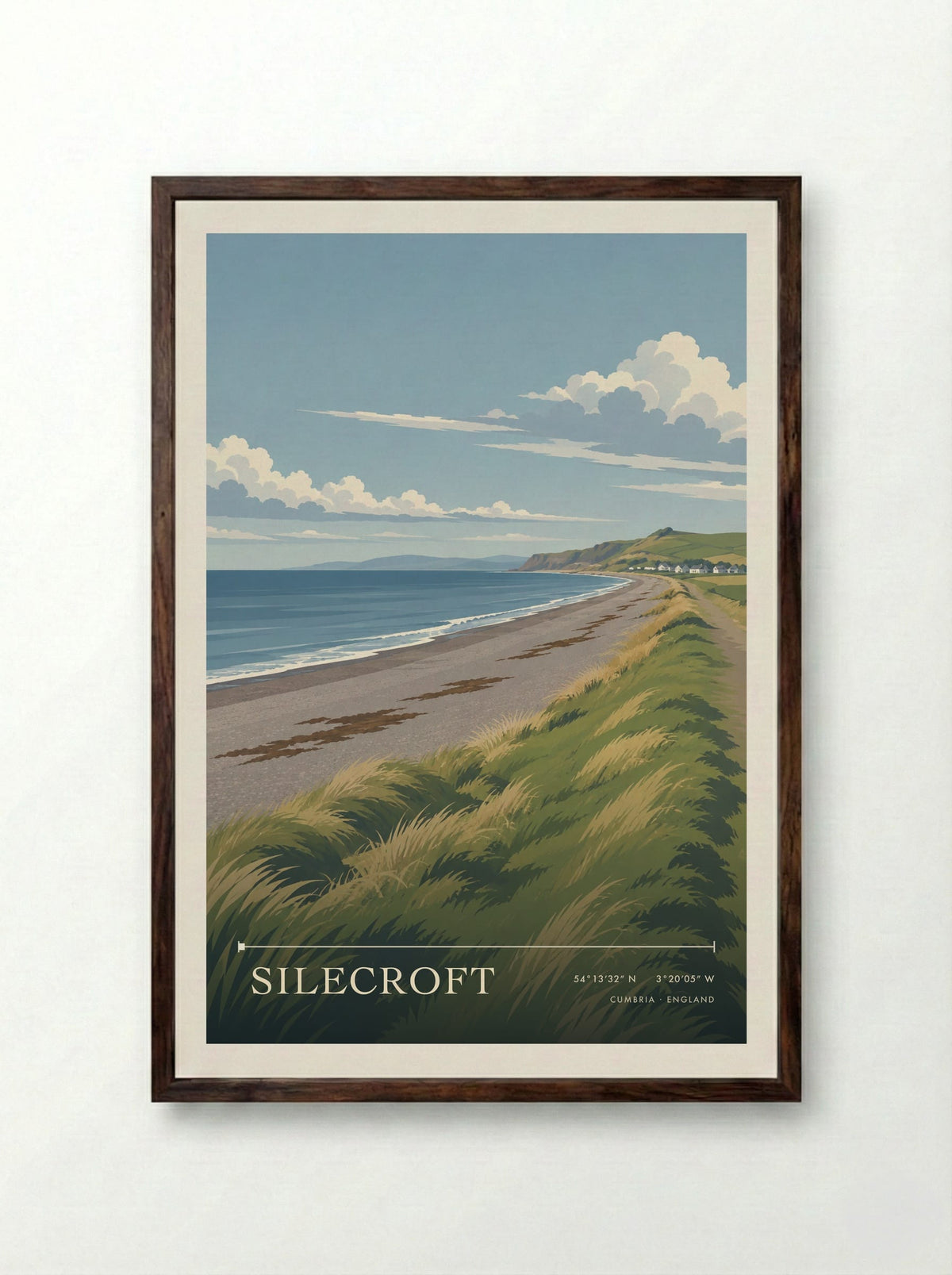 Silecroft, Cumbria | Travel Poster - Framed Print Dark Wood
