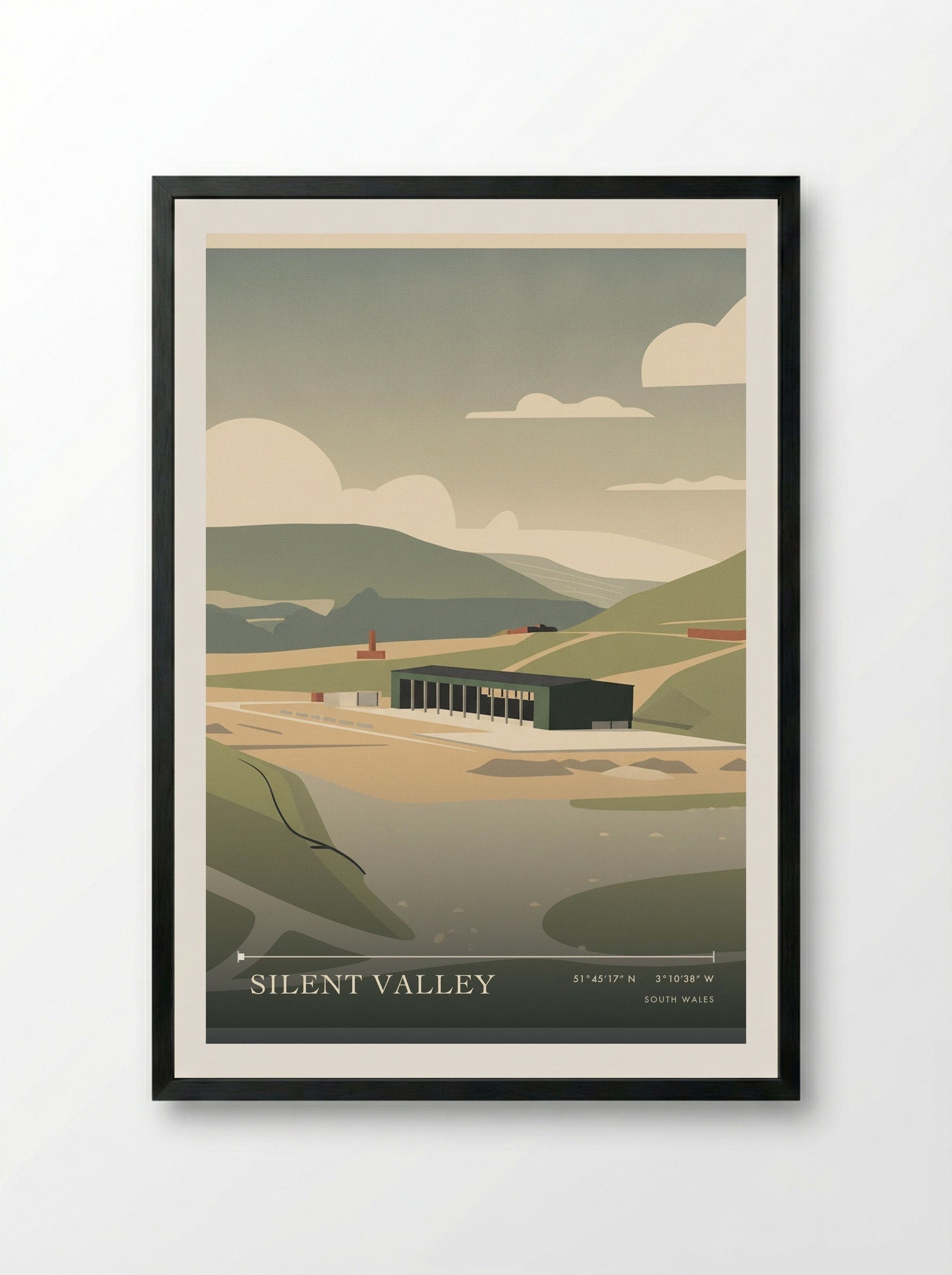 Silent Valley South Wales Travel Poster - Framed Print Black