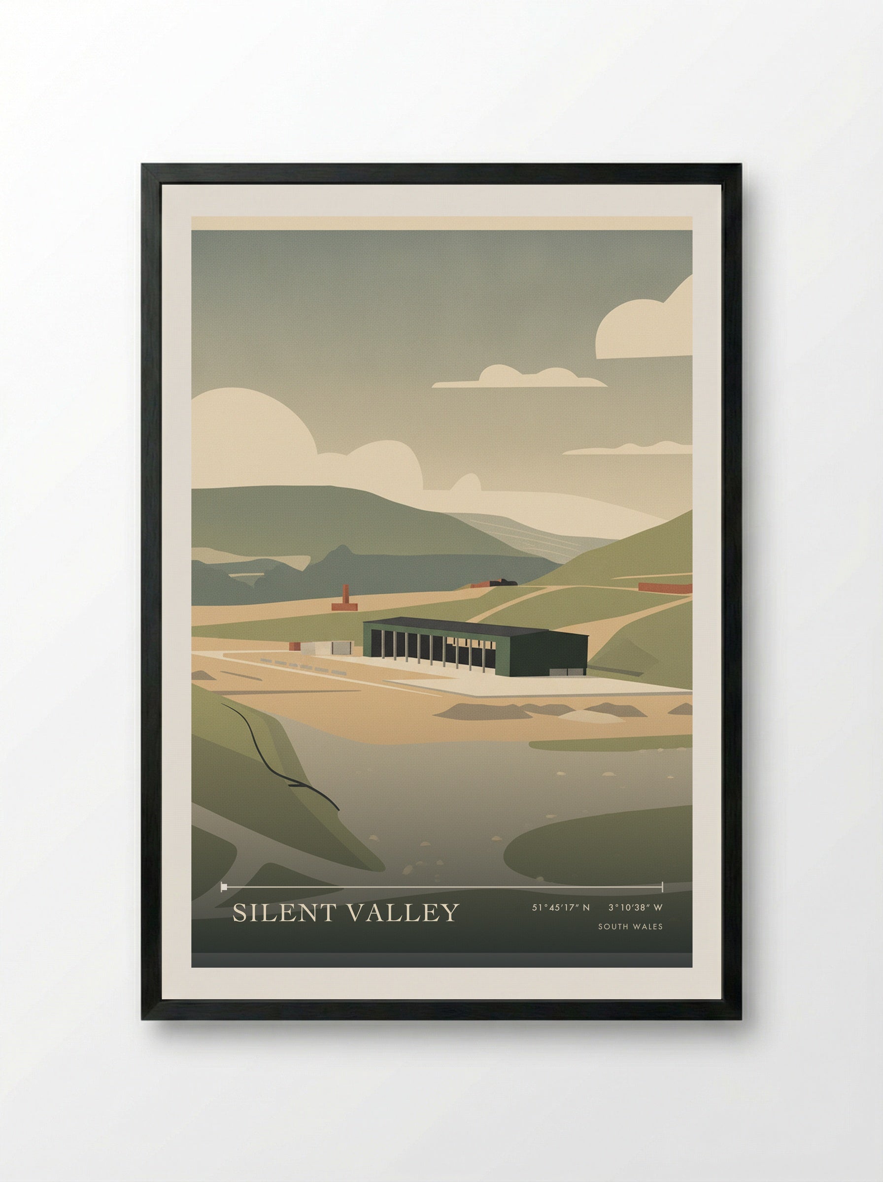 Silent Valley South Wales Wales Travel Poster - Framed Print Black