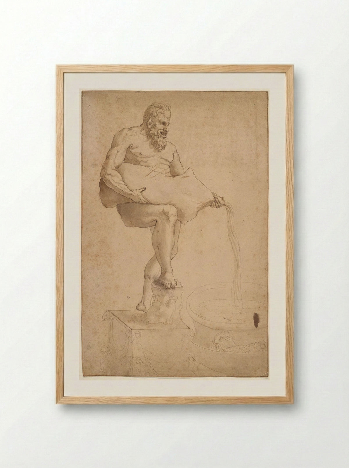 Silenus Pouring Out Wine - Girolamo da Carpi - Framed Print Wood