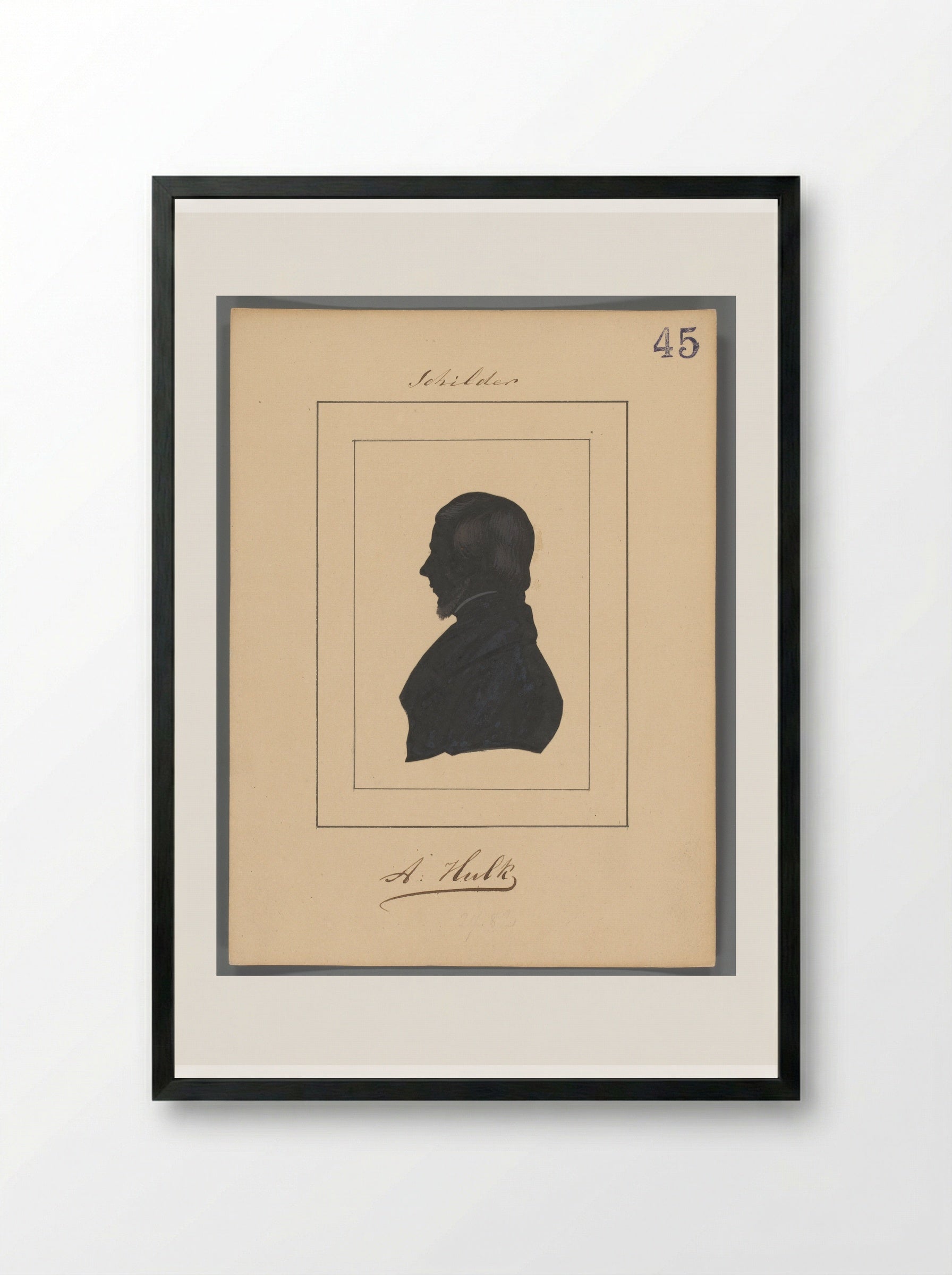 Silhouetportret van Abraham Hulk - Elisabeth Alida Haanen - Framed Print Black