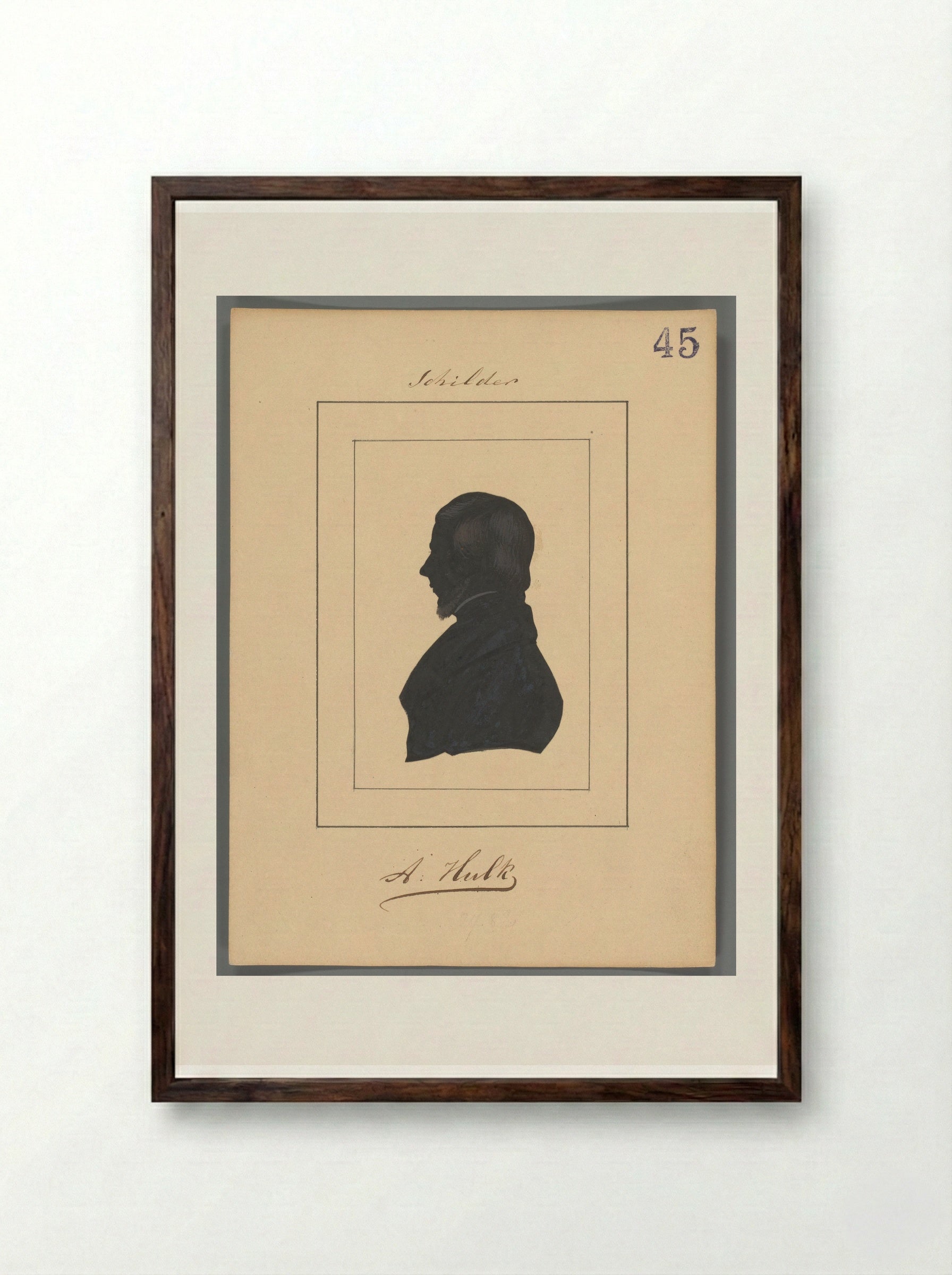 Silhouetportret van Abraham Hulk - Elisabeth Alida Haanen - Framed Print Dark Wood