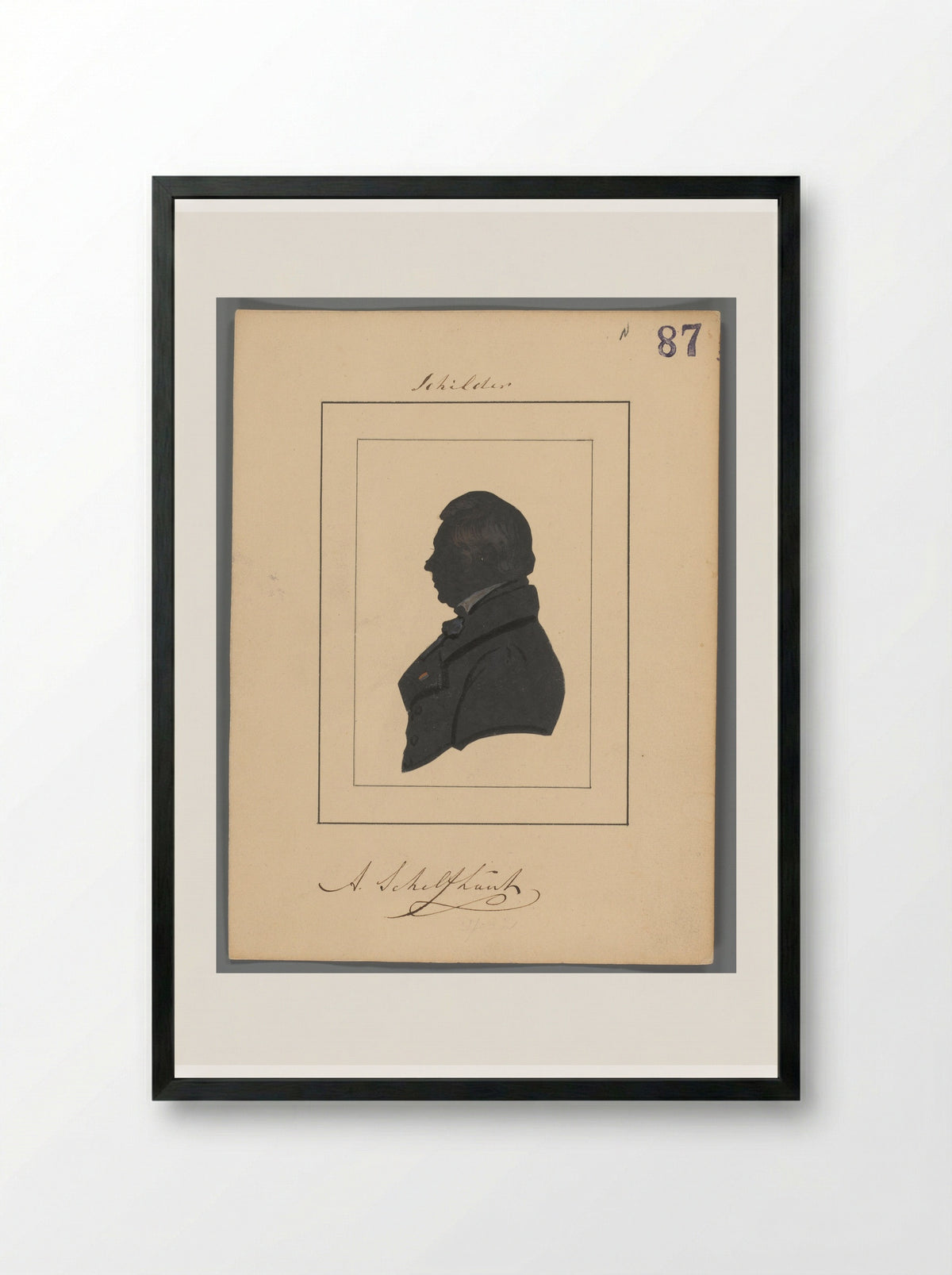 Silhouetportret van Andreas Schelfhout - Elisabeth Alida Haanen - Framed Print Black