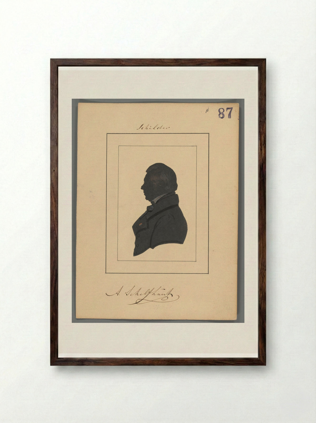 Silhouetportret van Andreas Schelfhout - Elisabeth Alida Haanen - Framed Print Dark Wood