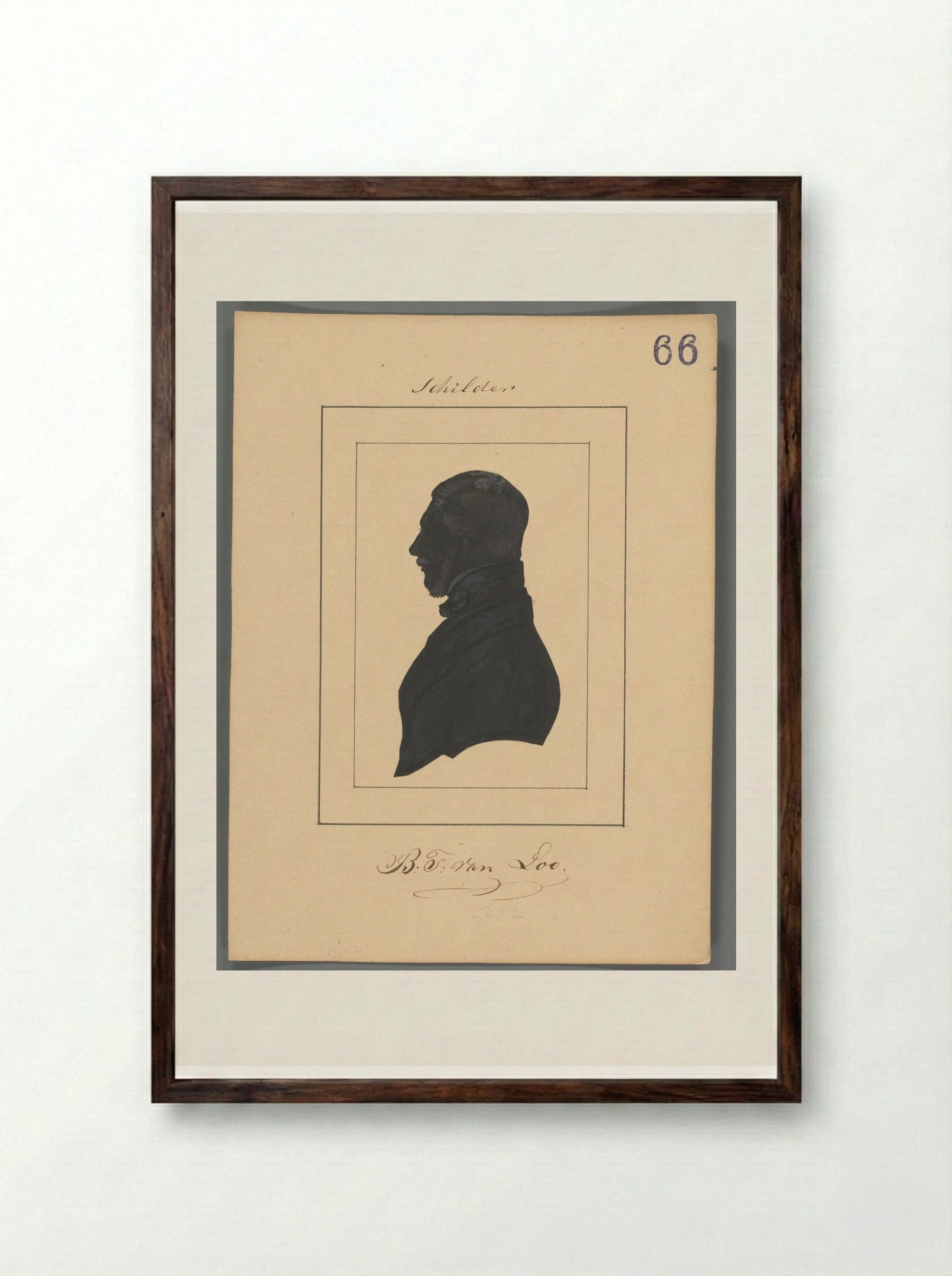 Silhouetportret van Bernardus Theodorus van Loo - Elisabeth Alida Haanen - Framed Print Dark Wood